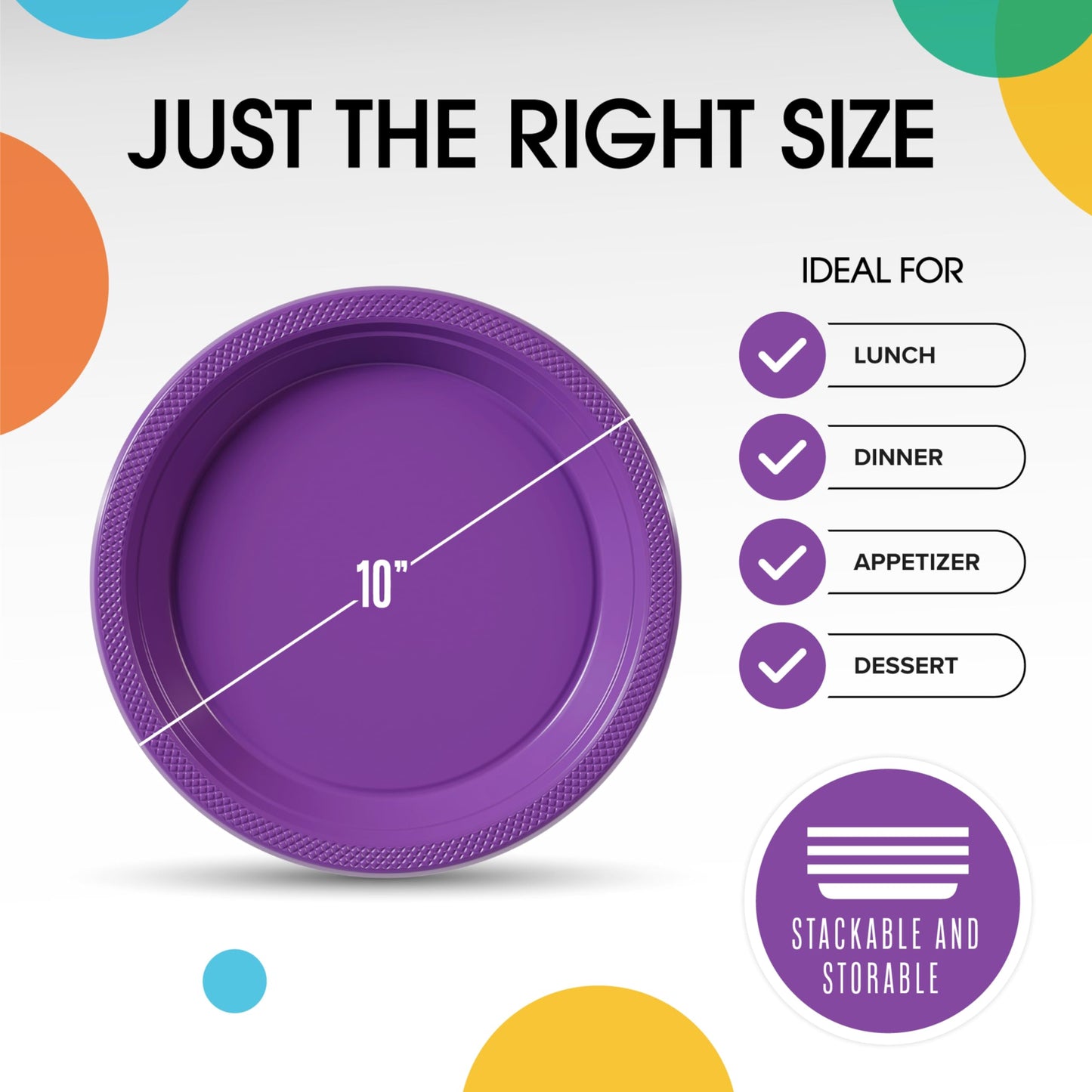 PURPLE 10 IN. PLASTIC PLATES 50 COUNT