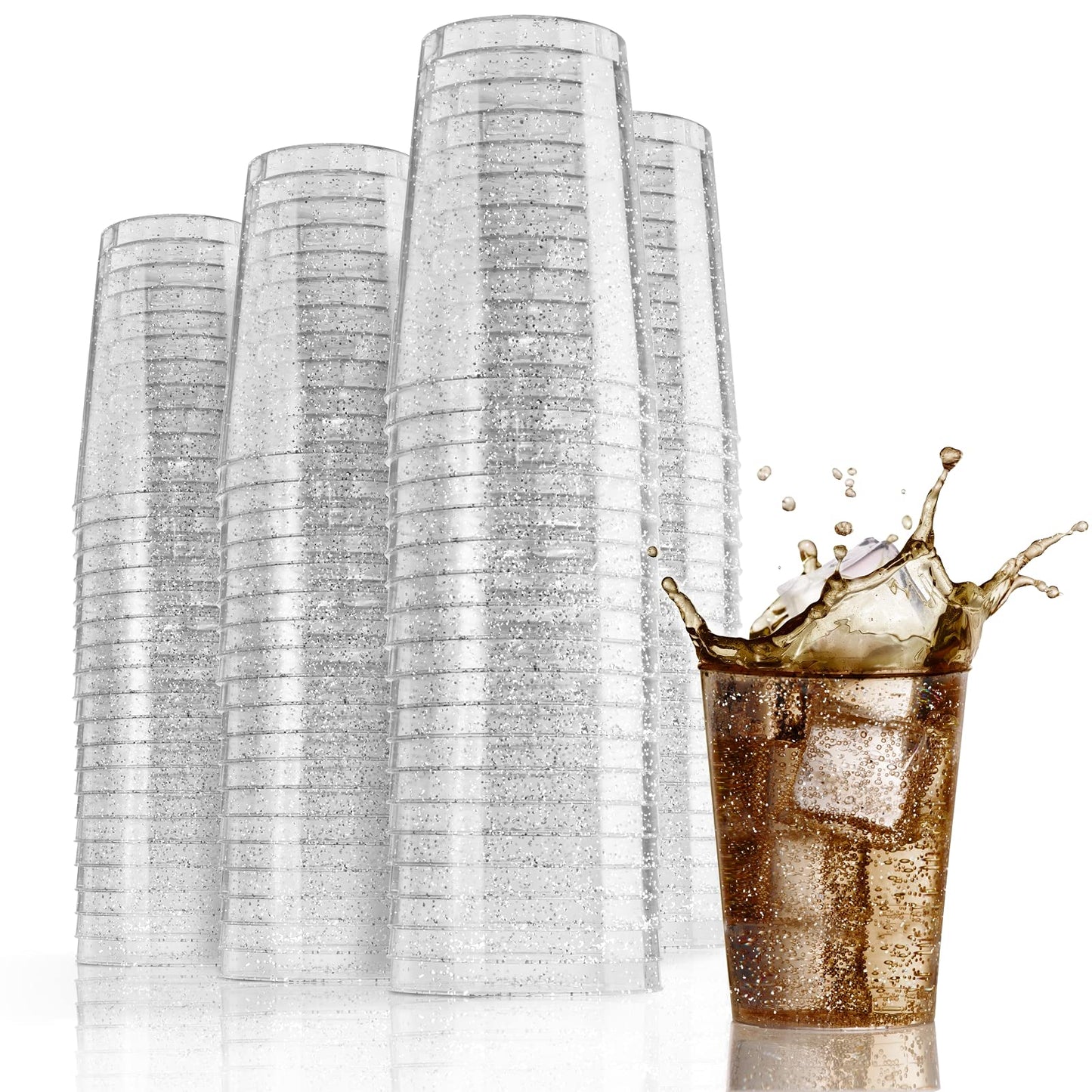 10 Oz. Silver Sparkle Plastic Tumblers - 20 Ct.