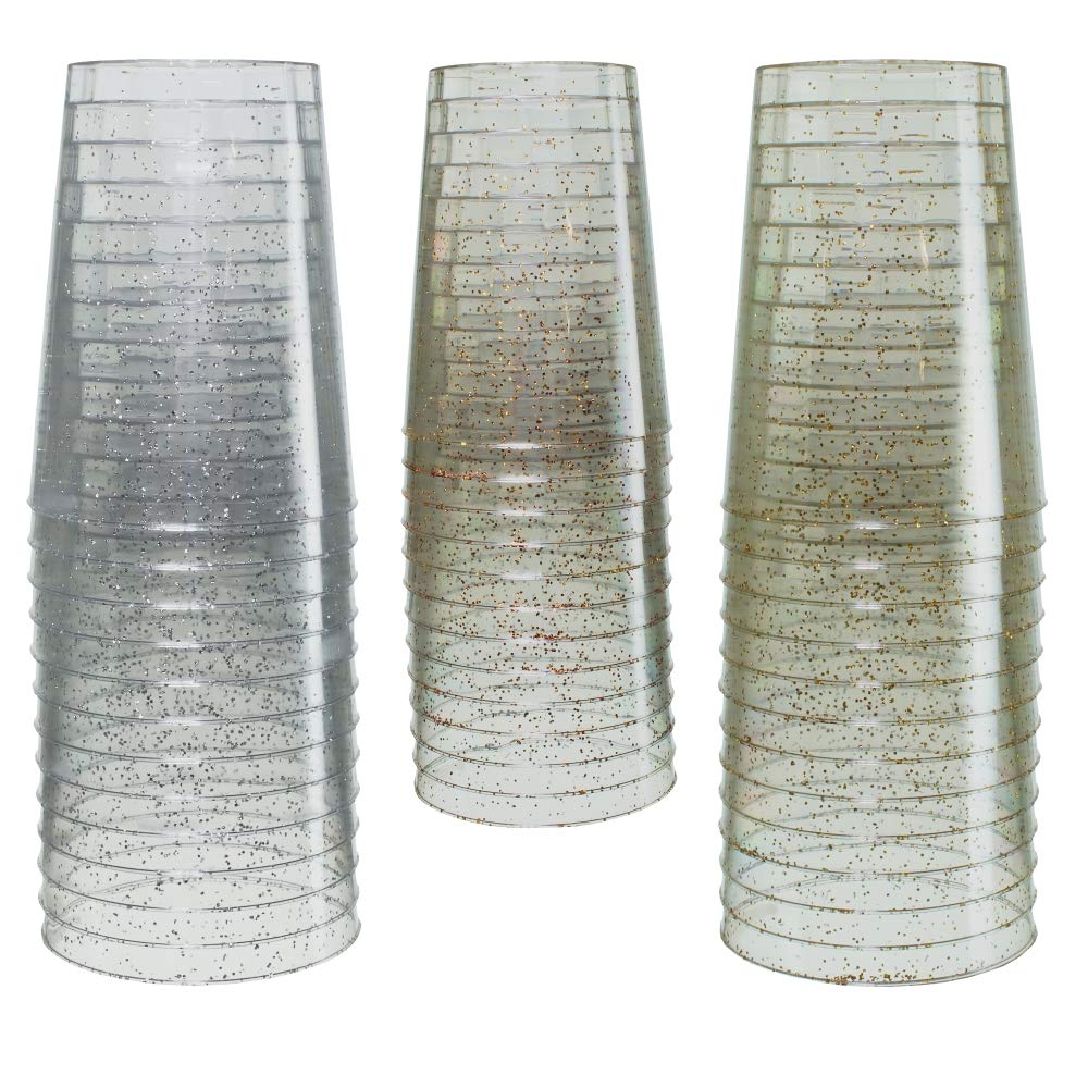 10 Oz. Silver Sparkle Plastic Tumblers - 20 Ct.