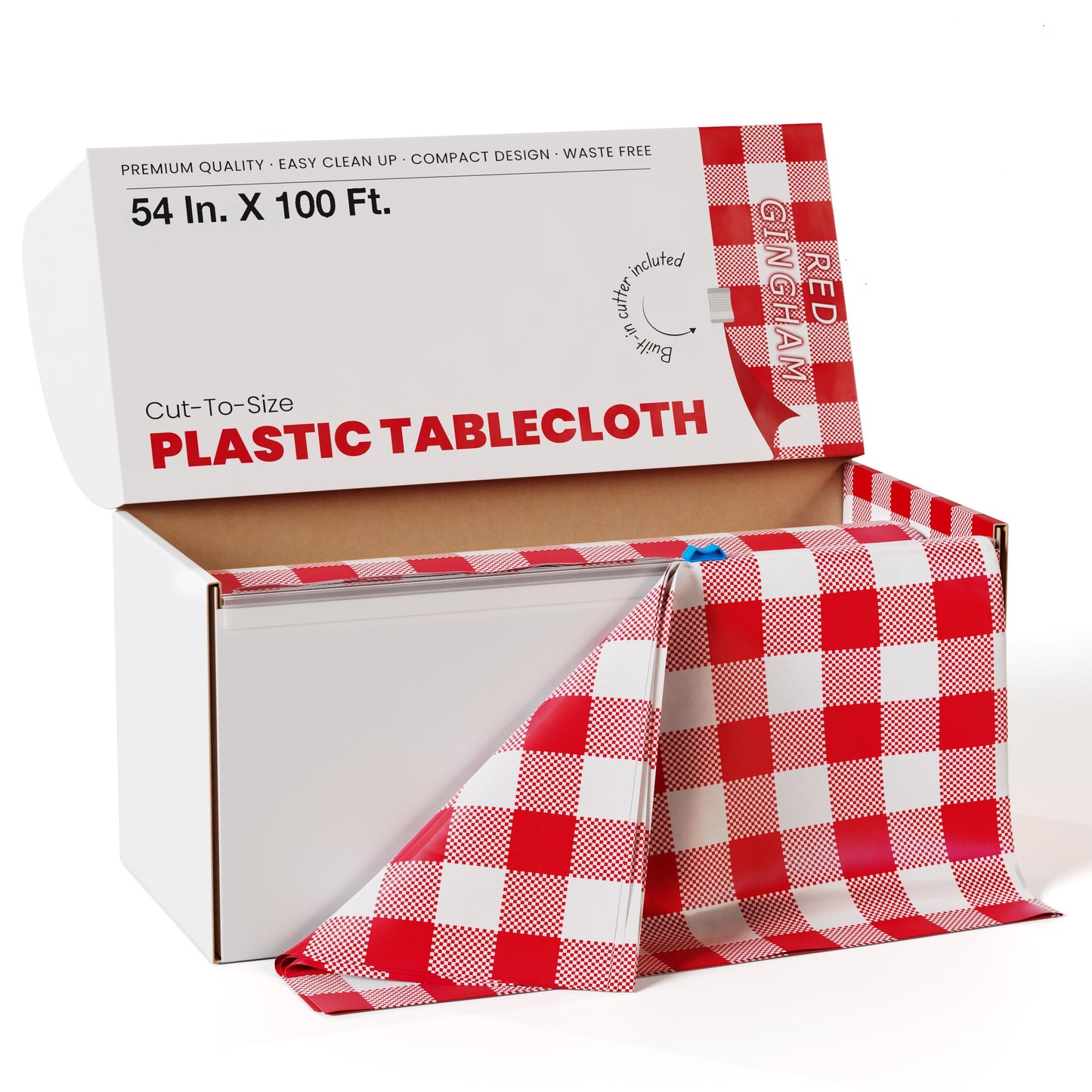 54 In. X 100 Ft. Select A Size Table Cover | Red Gingham