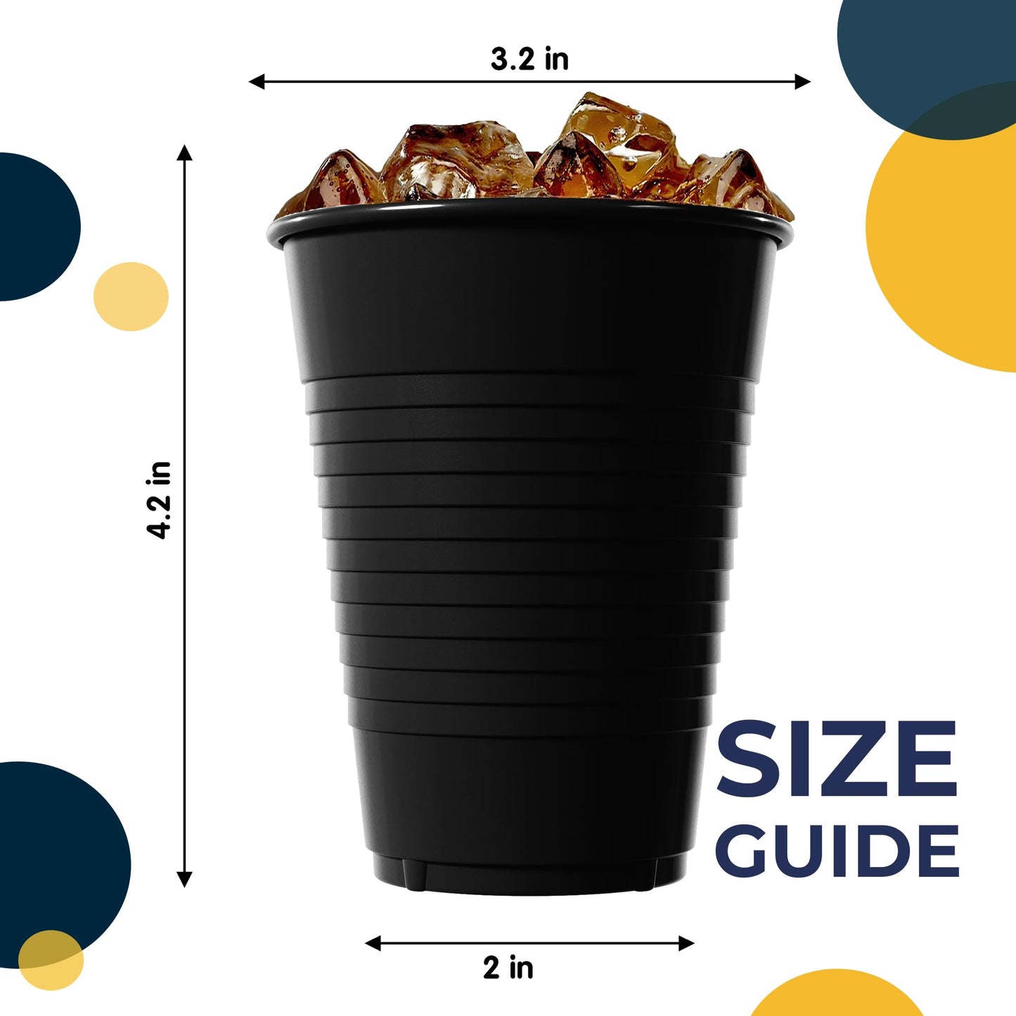12 Oz. Black Plastic Cups - 50 Ct.