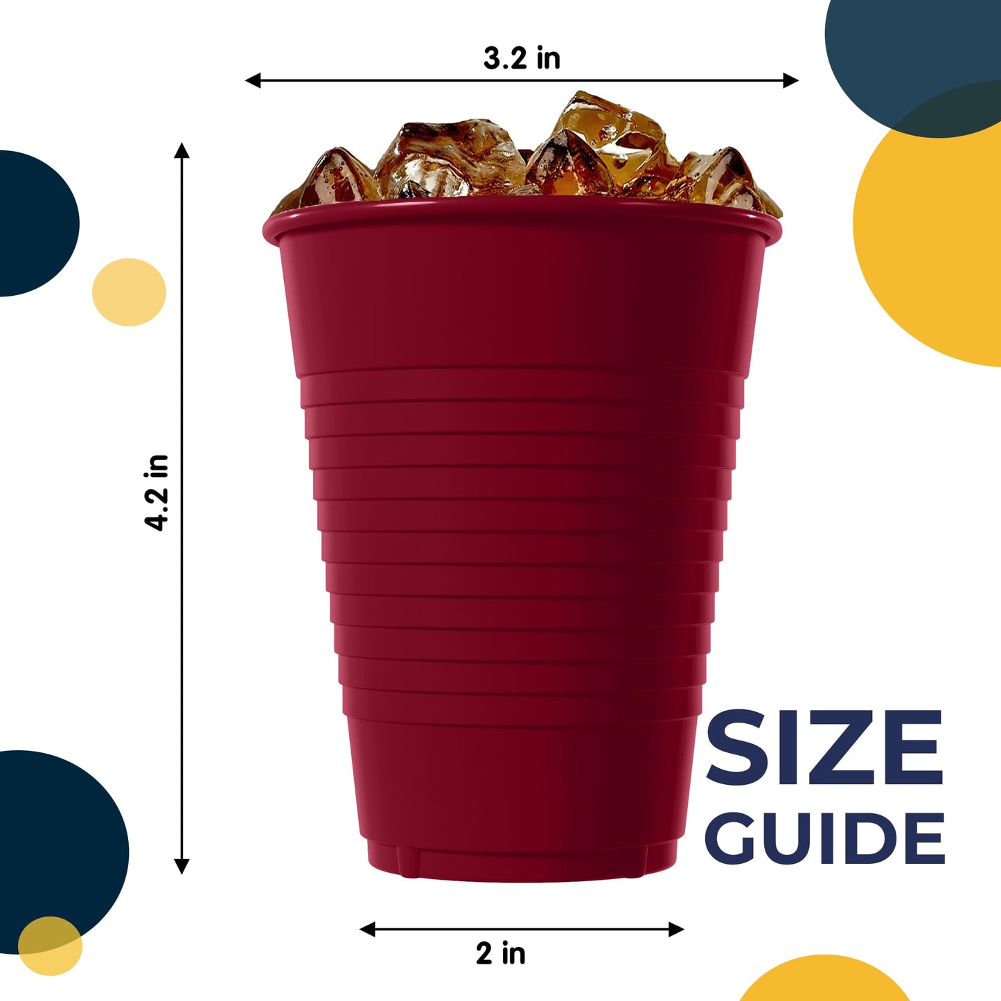 12 oz Burgundy Plastic Cups - 50 Ct.