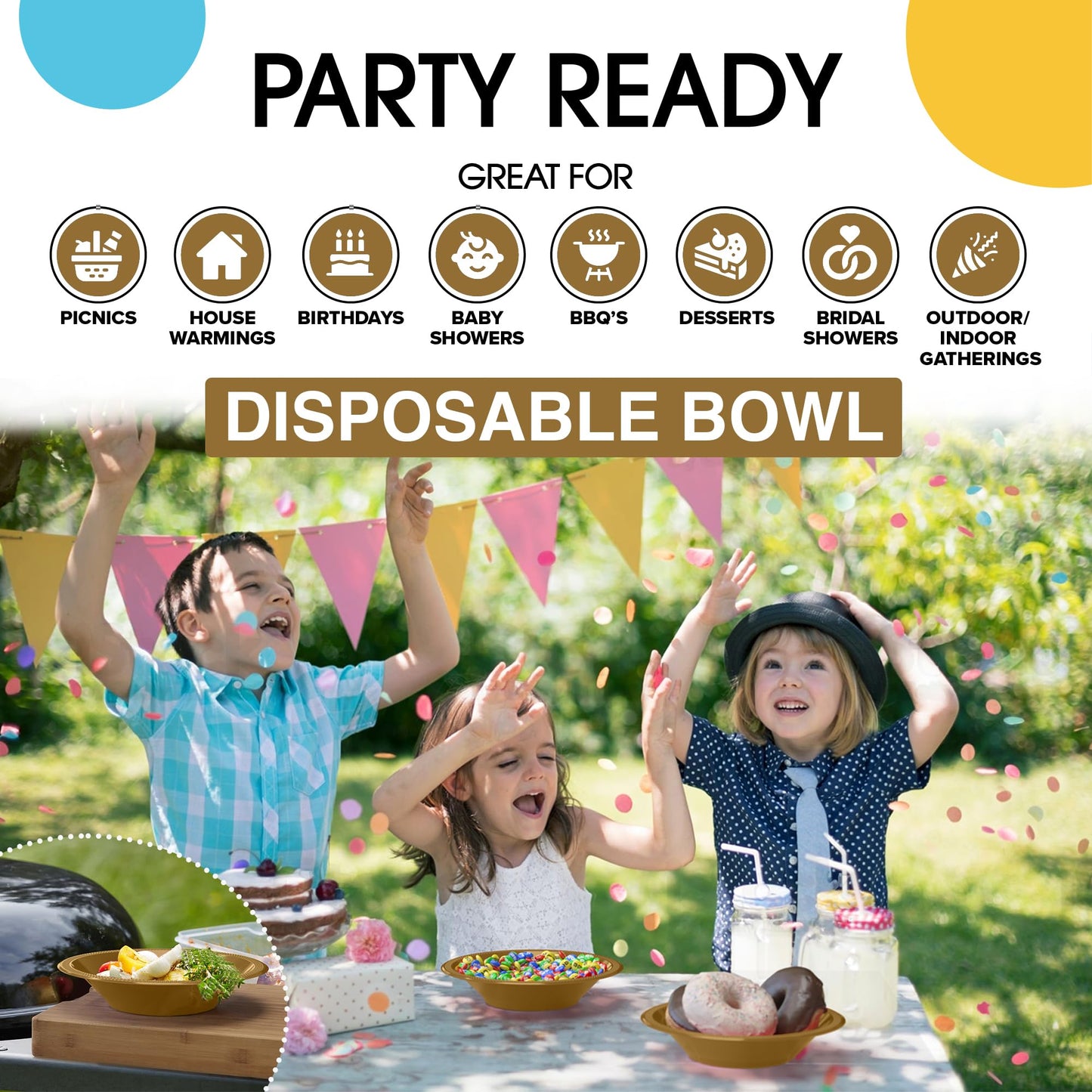 12 oz Gold Plastic Bowls (50)
