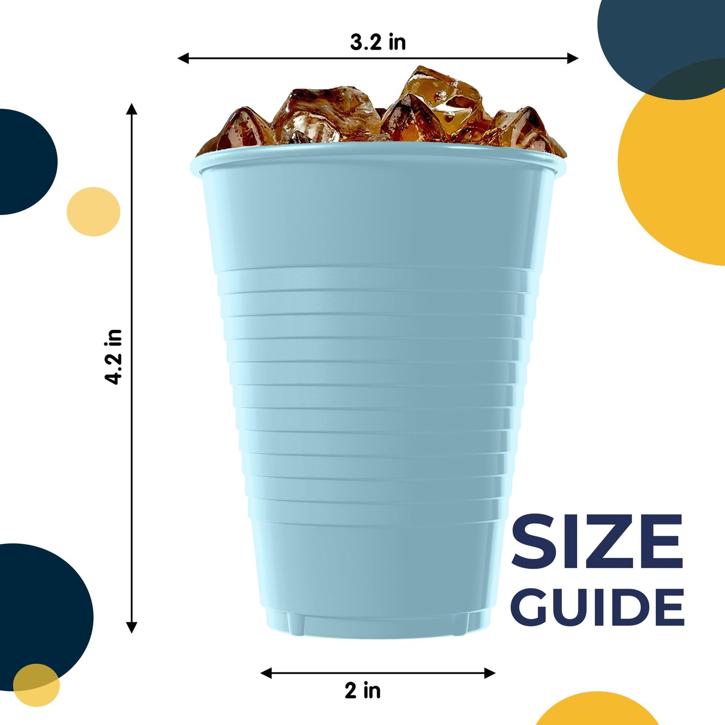 12 Oz. Light Blue Plastic Cups - 50 Ct.