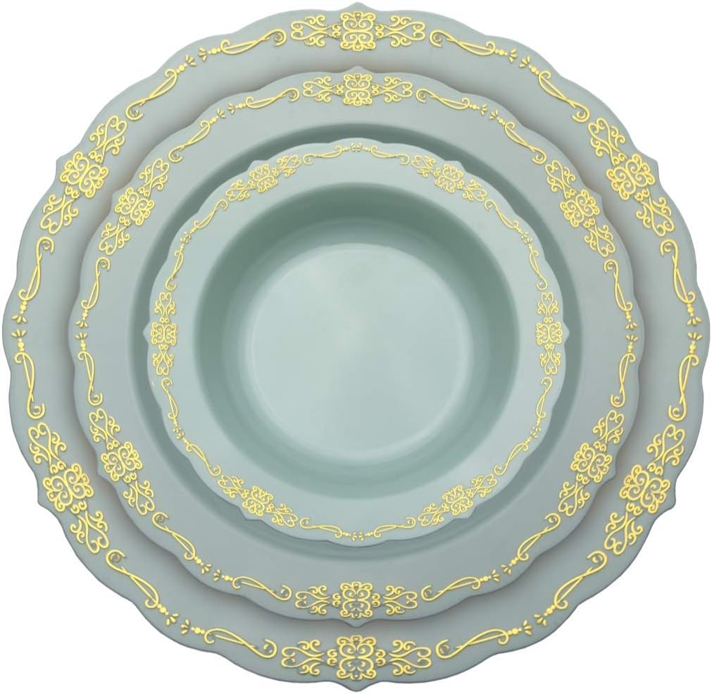12 oz Robin Blue Victorian Design Bowls - 20 Ct.