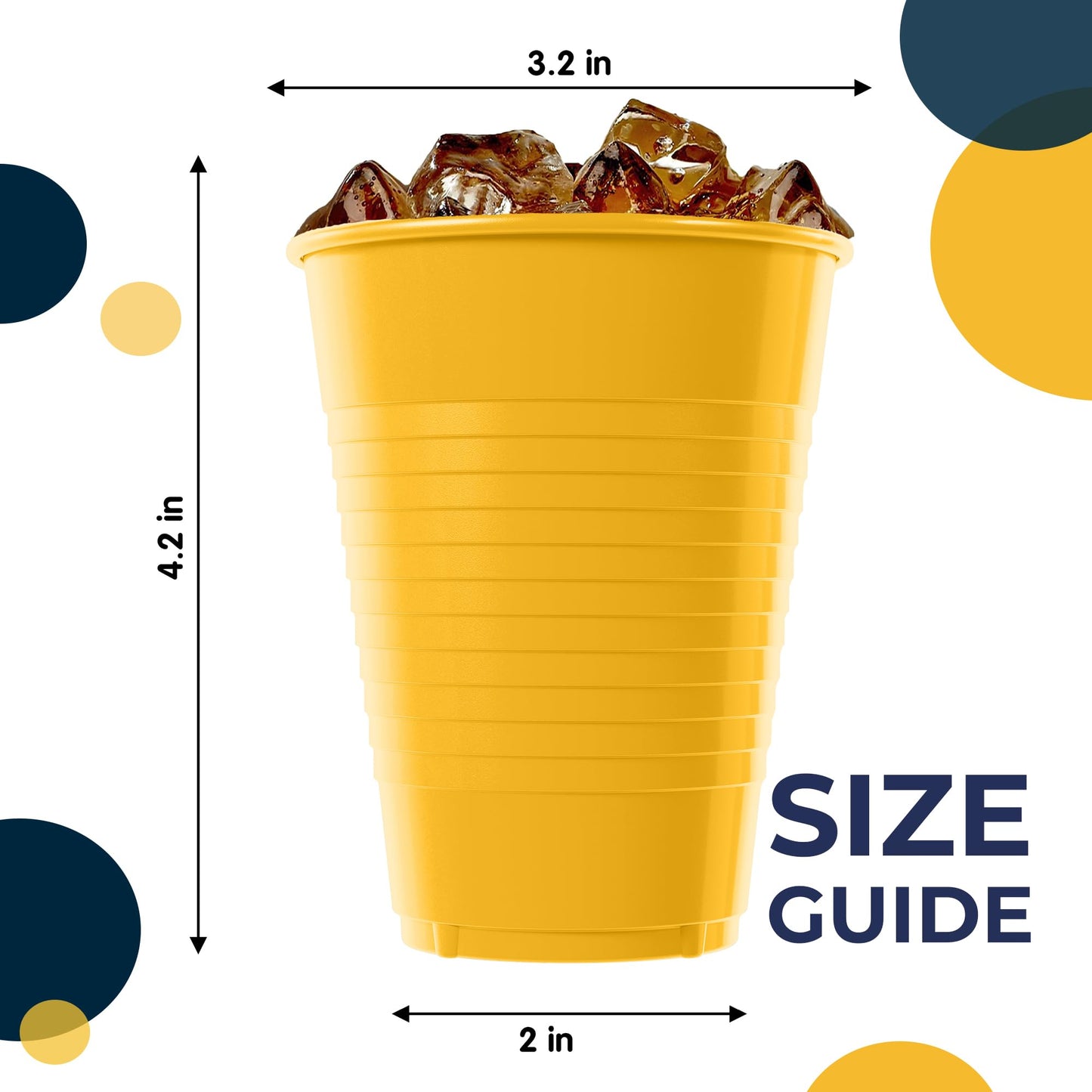 12 Oz. Yellow Plastic Cups - 50 Ct.