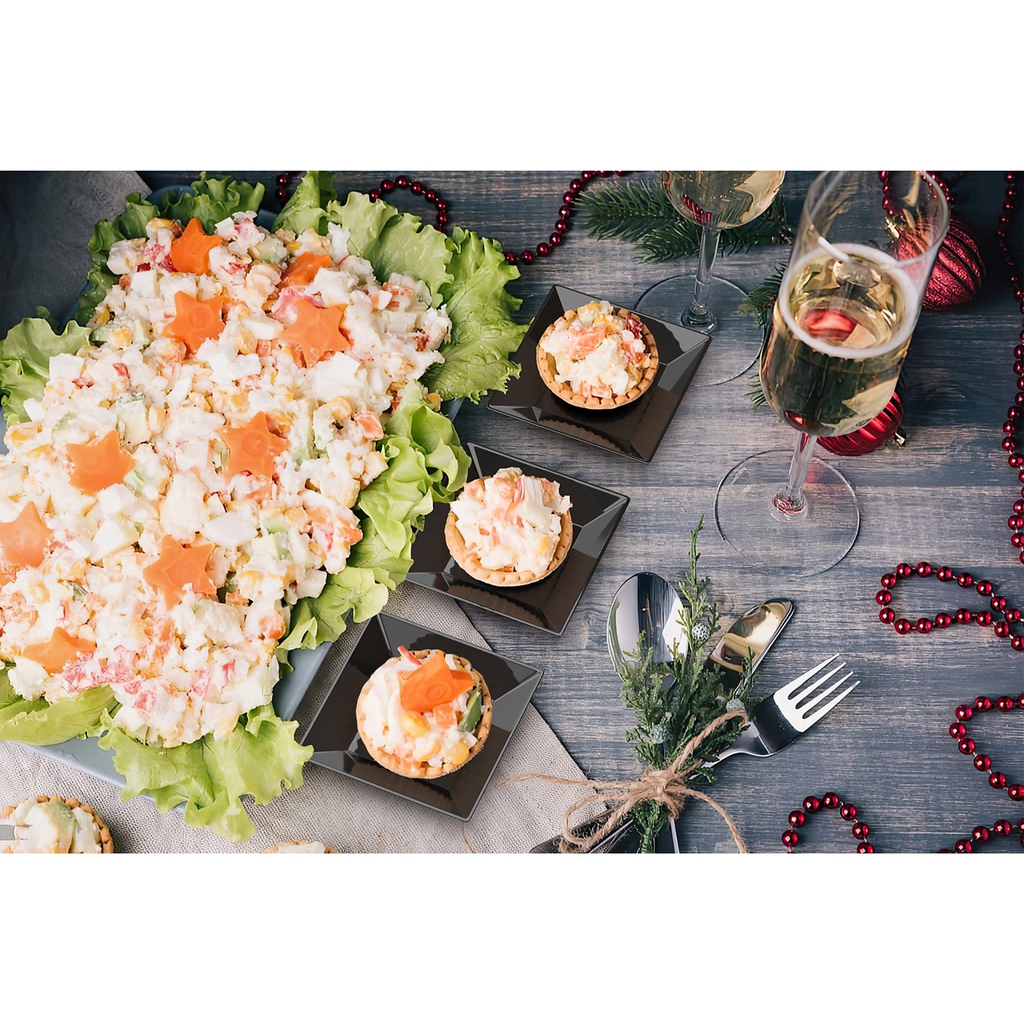 2.75 In. Black Square Miniature Plates - 20 Ct.