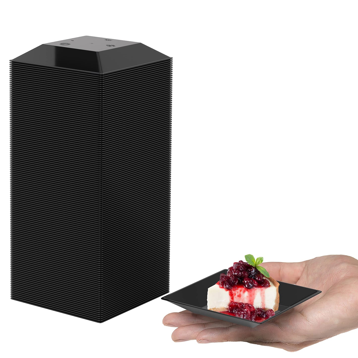 2.75 In. Black Square Miniature Plates - 20 Ct.