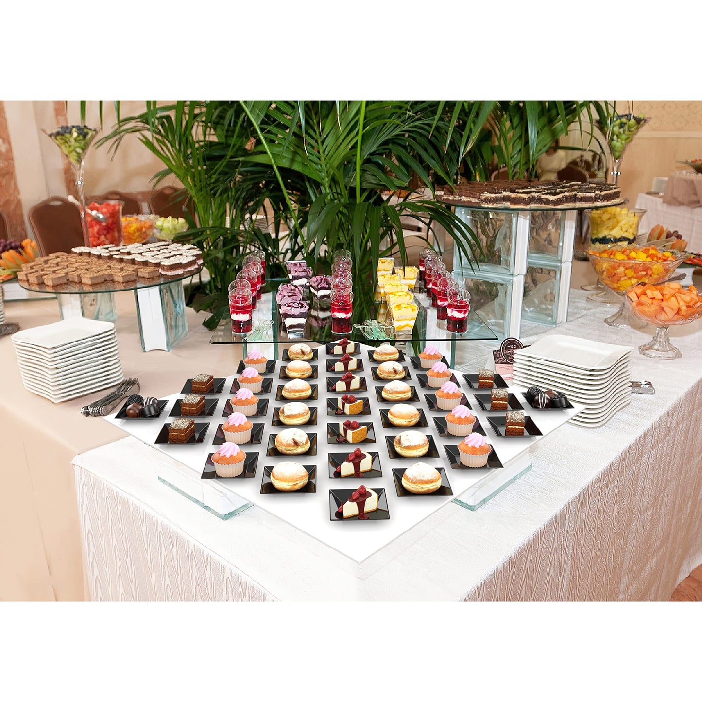 2.75 In. Black Square Miniature Plates - 20 Ct.