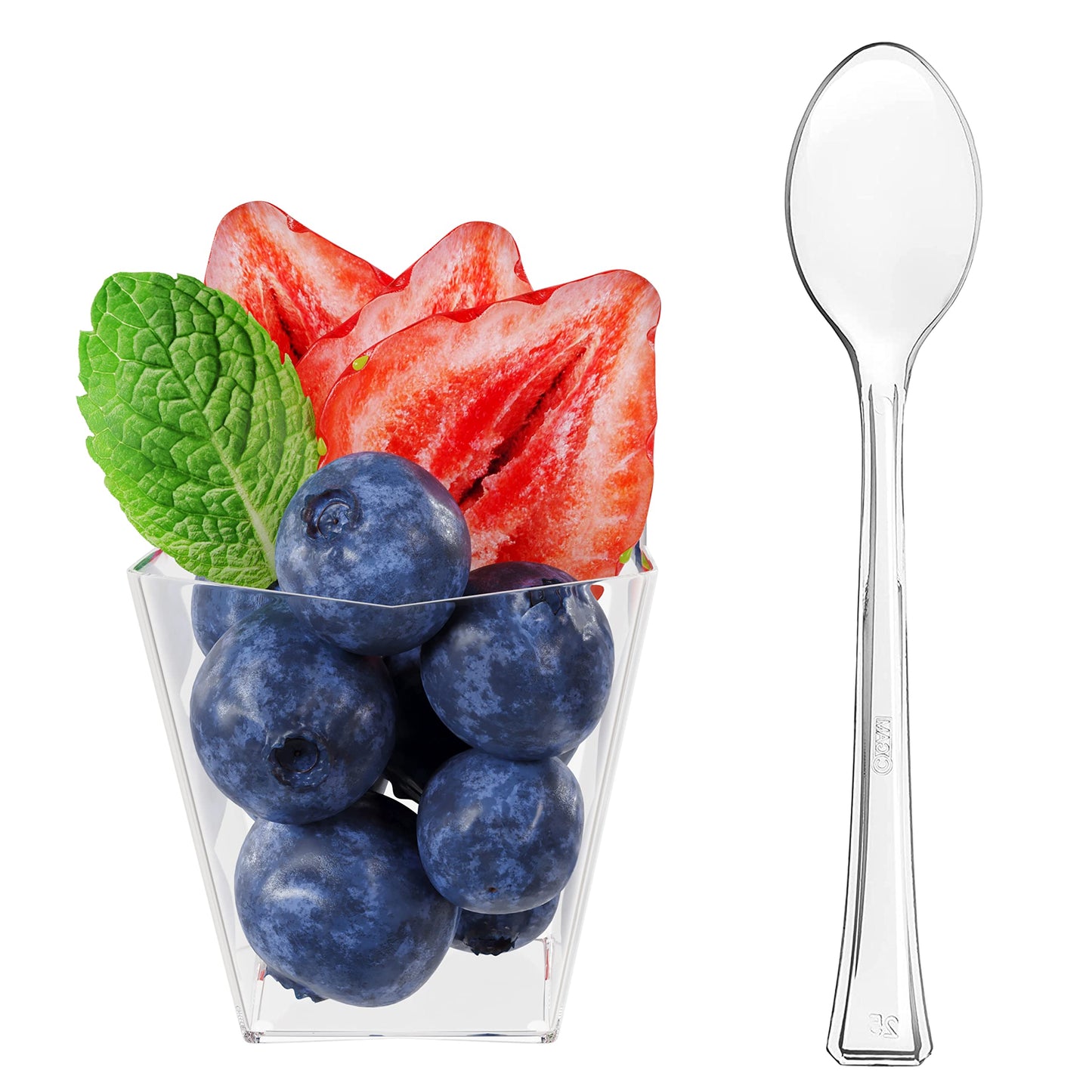 2 Oz. Clear Square Miniatures - 24 Ct.