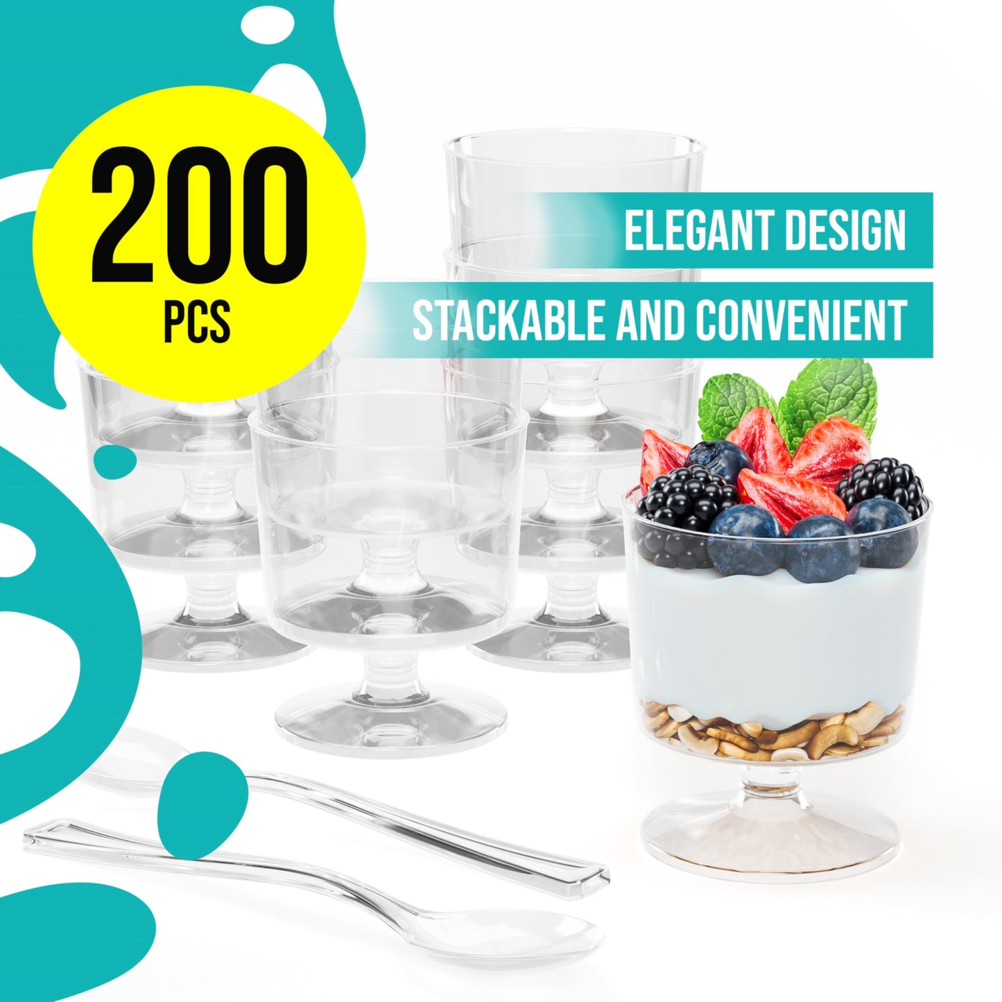 2 Oz. Clear Stemmed Mousse Cup - 20 Ct.
