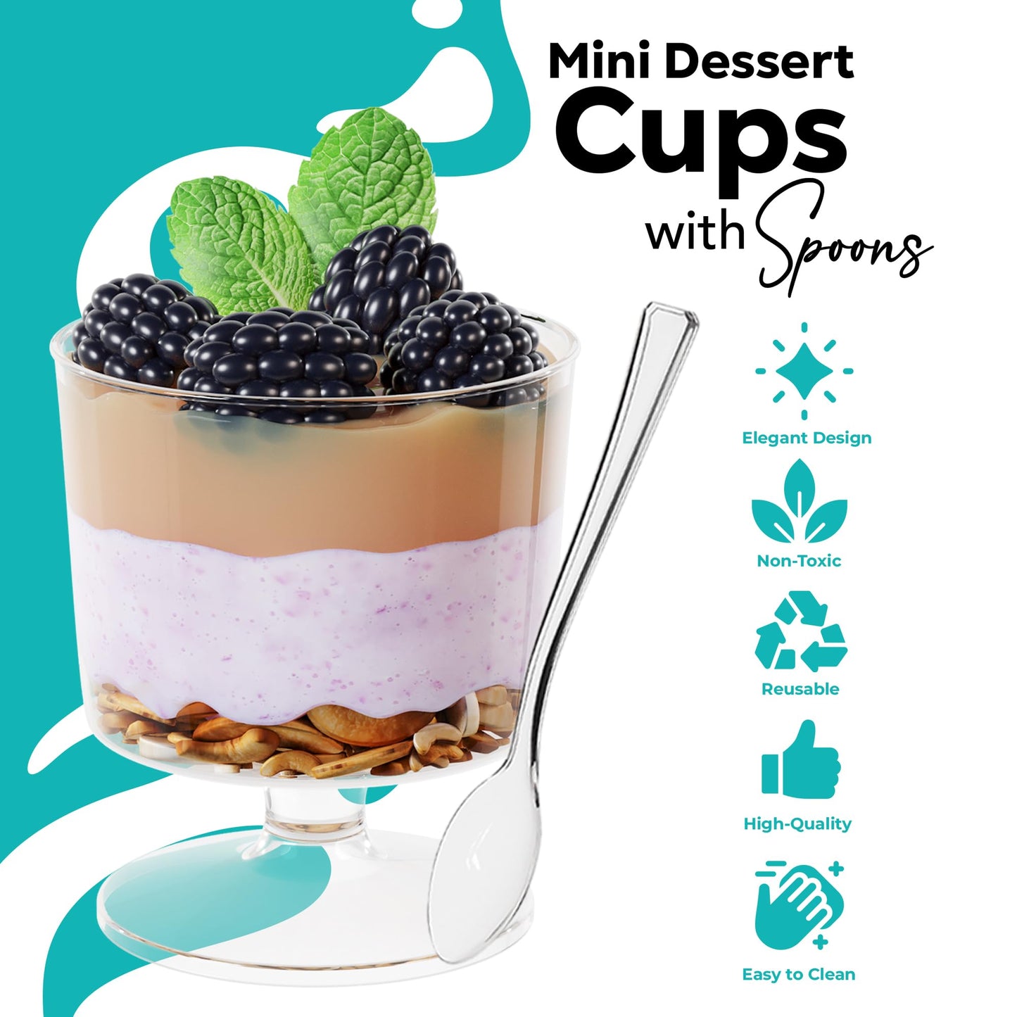 2 Oz. Clear Stemmed Mousse Cup - 20 Ct.