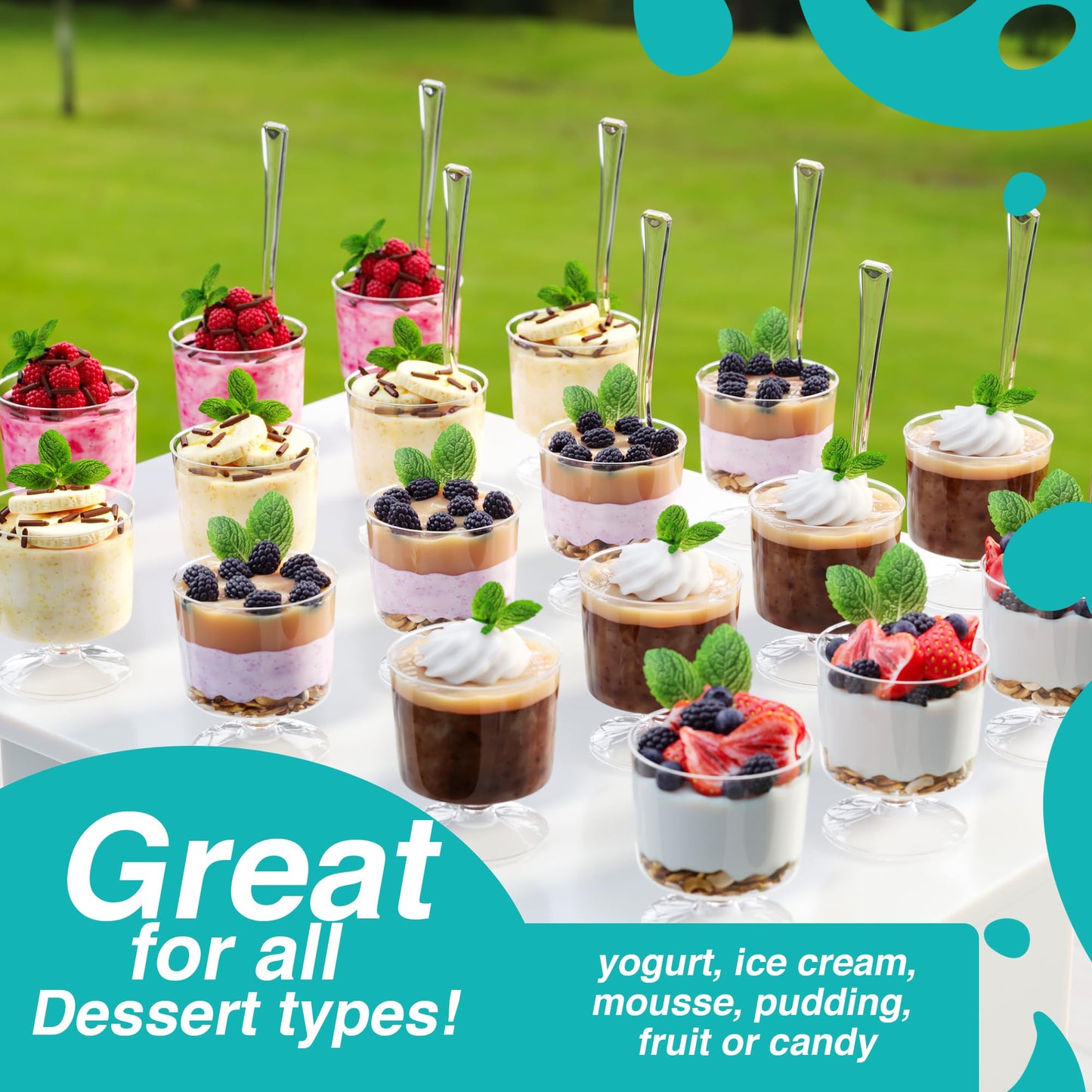 2 Oz. Clear Stemmed Mousse Cup - 20 Ct.