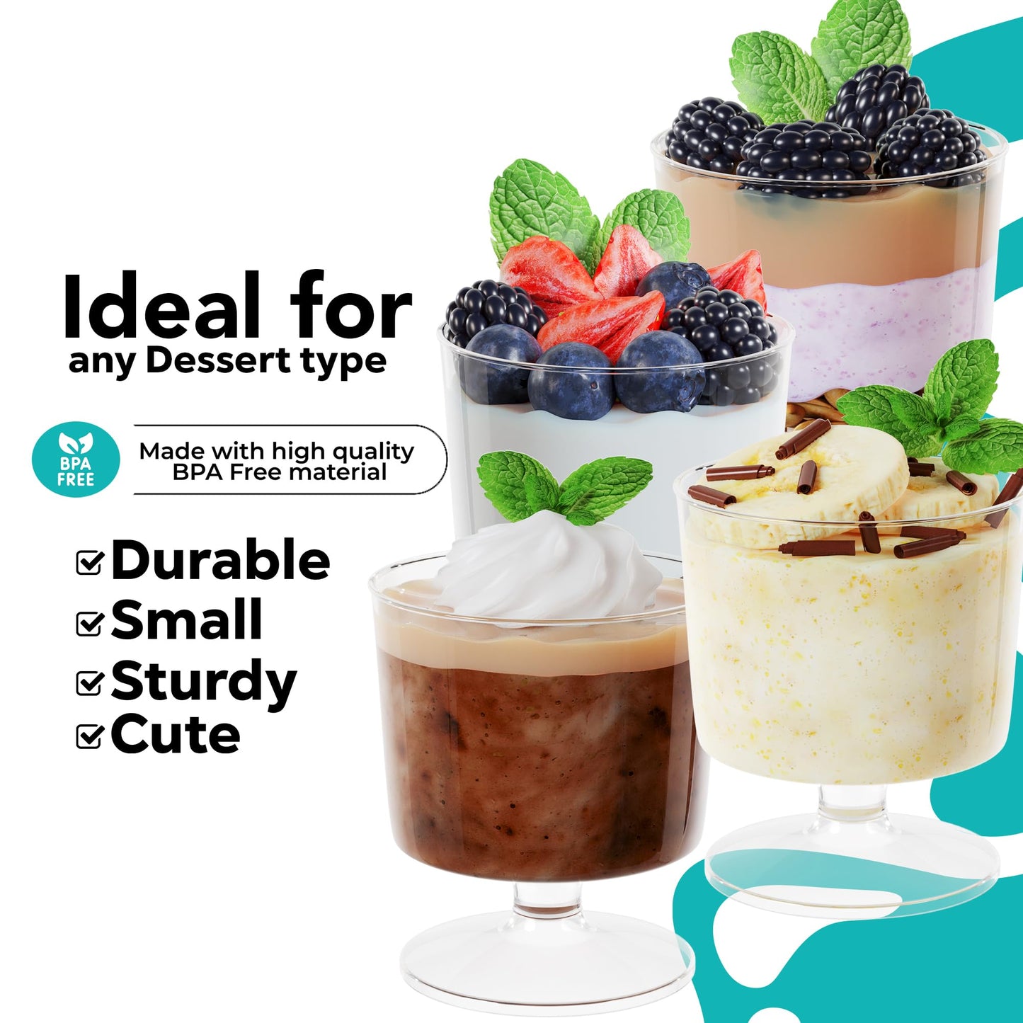 2 Oz. Clear Stemmed Mousse Cup - 20 Ct.