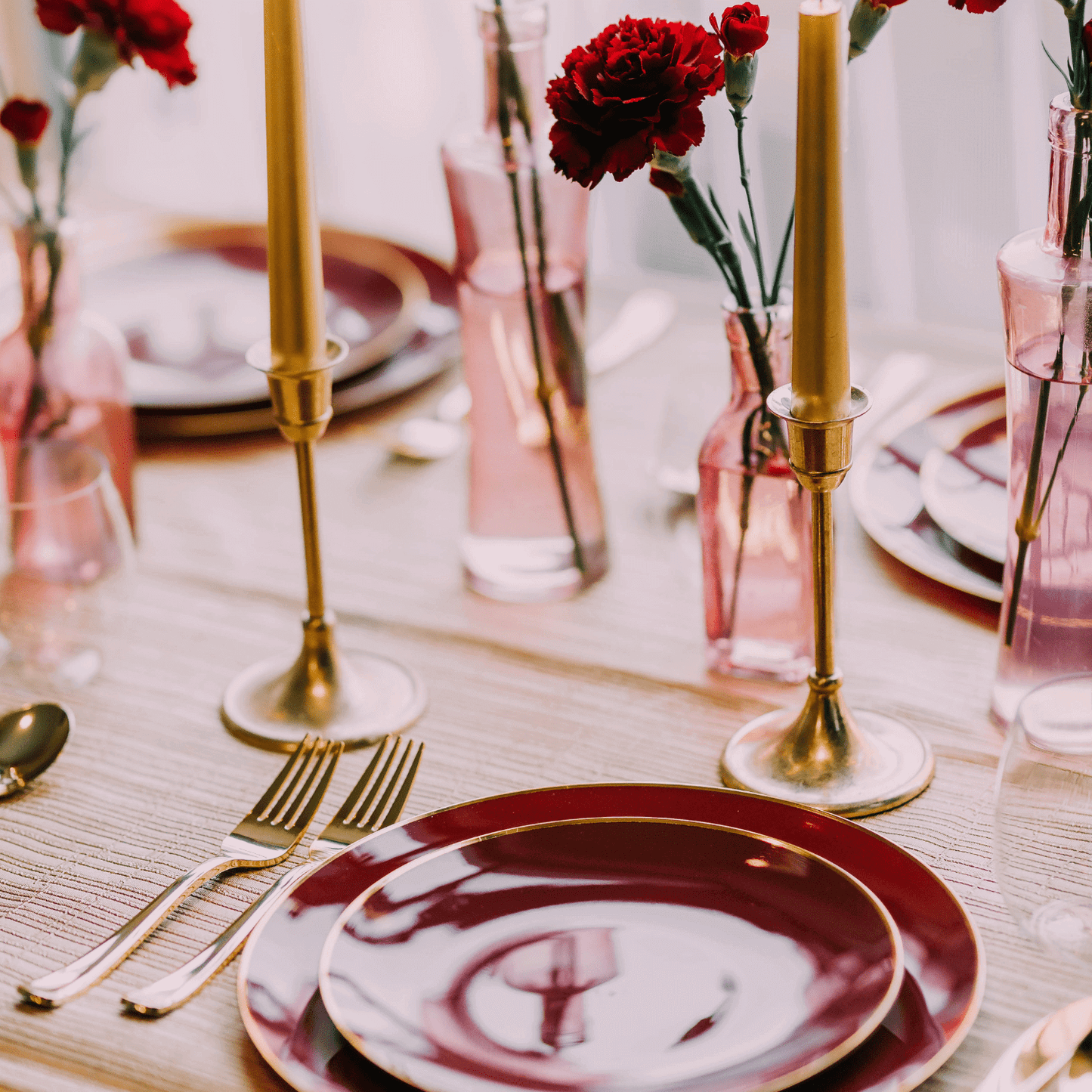 8" Classic Burgundy Design Plates (10)