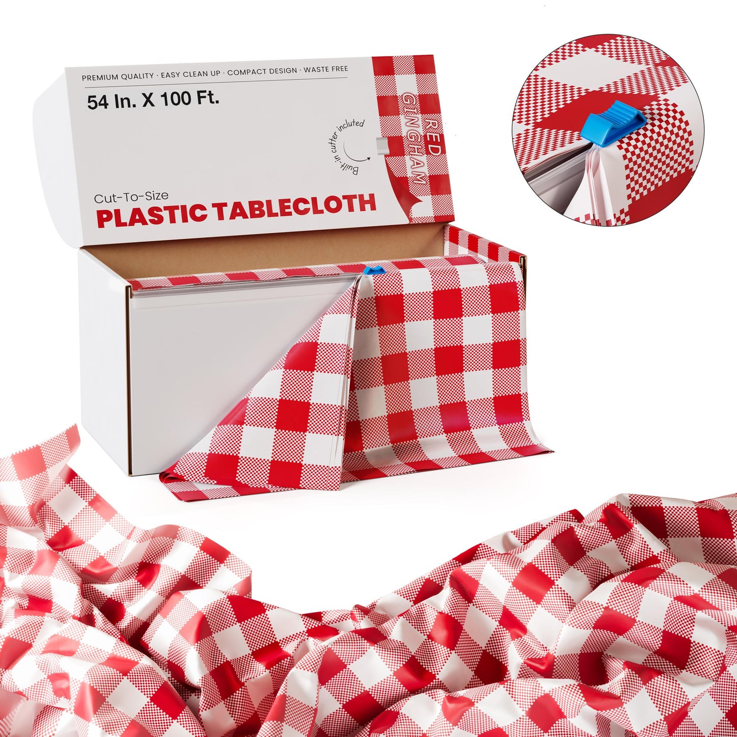 54 In. X 100 Ft. Select A Size Table Cover | Red Gingham