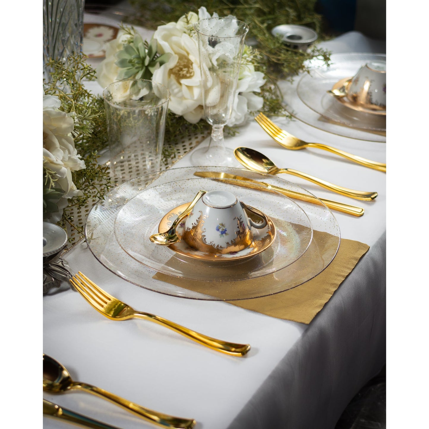 8"" Rose Gold Sparkle Design Plastic Plates (10)