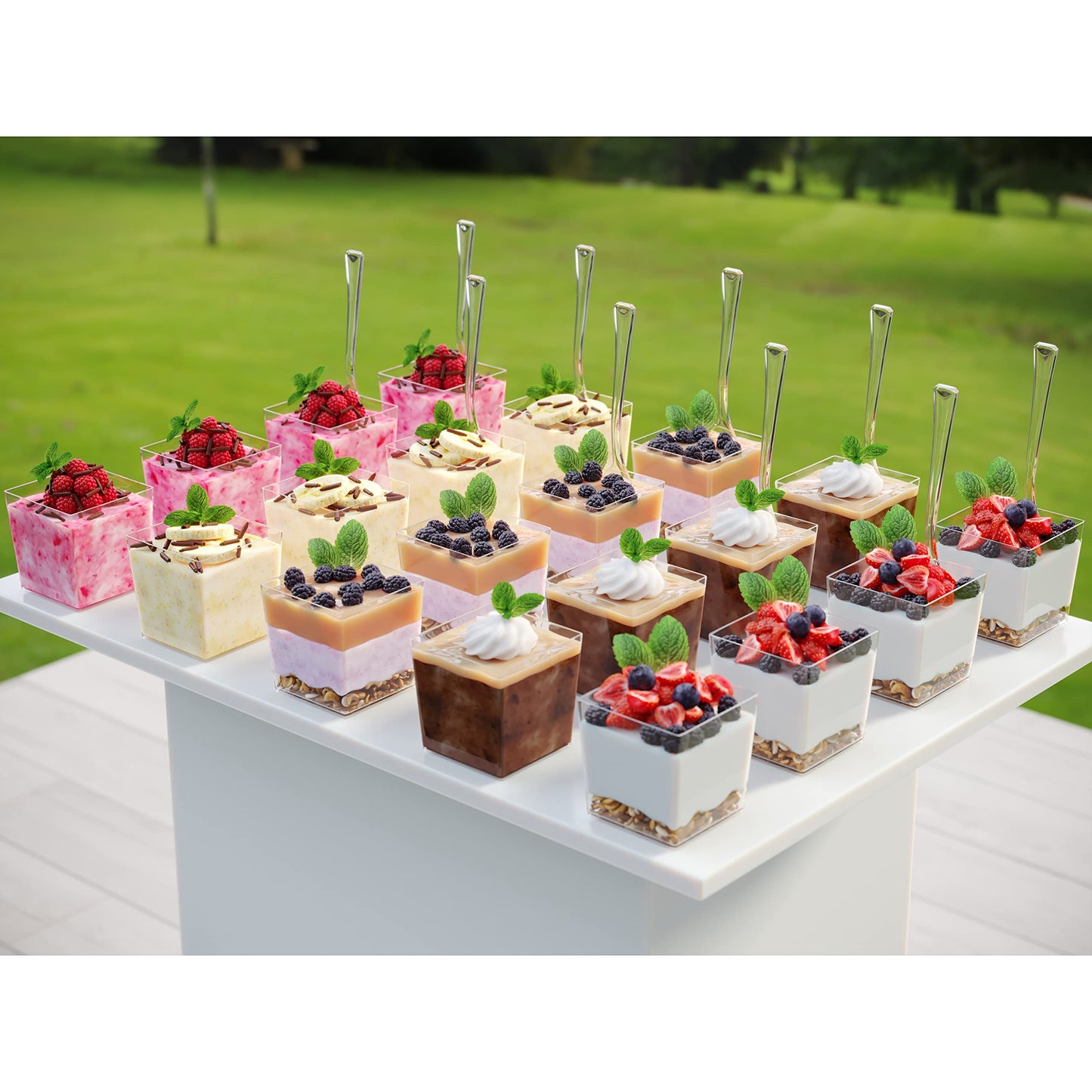 3.6 Oz. Clear Square Mousse Cups - 10 Ct.