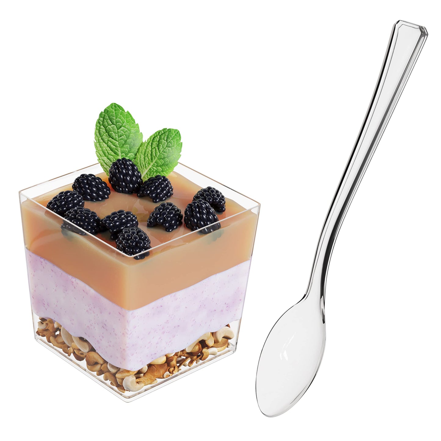 3.6 Oz. Clear Square Mousse Cups - 10 Ct.