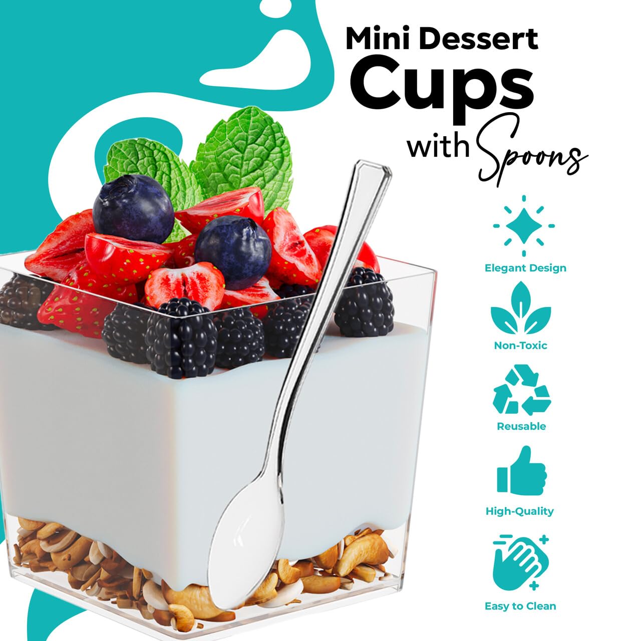 3.6 Oz. Clear Square Mousse Cups - 10 Ct.