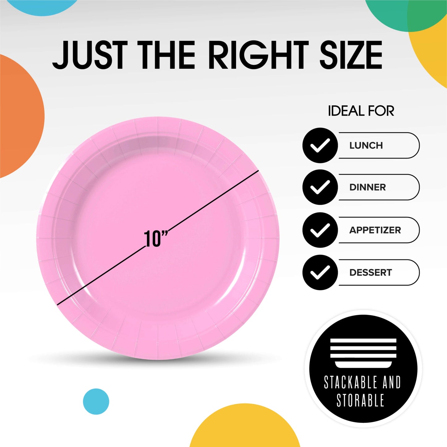 10 In. Pink Paper Plates - 100 Ct.