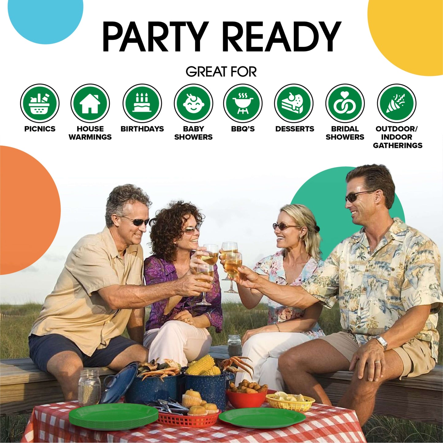 10 In. Emerald Green Paper Plates - 100 Ct.