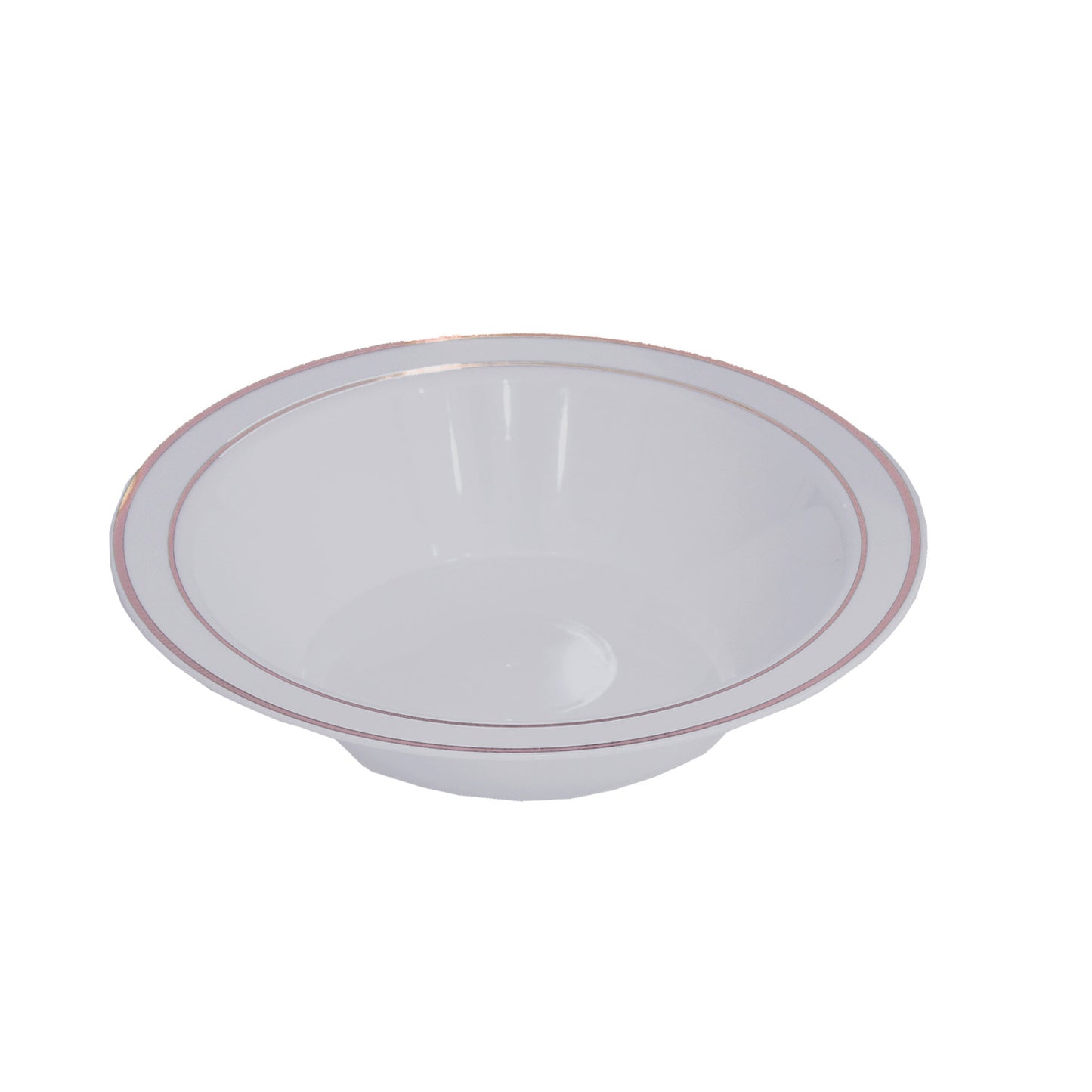 14 Oz. White/Rose Gold Line Design Bowls - 10 ct.