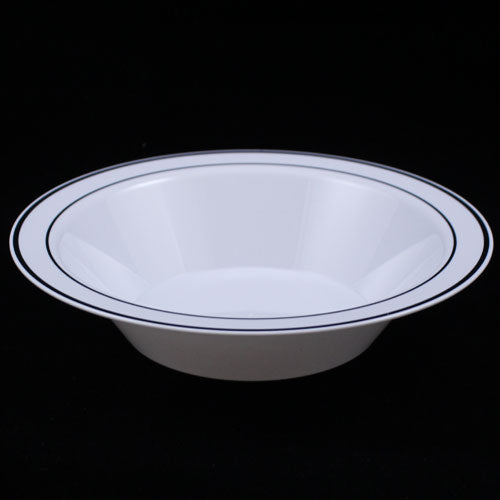 14 oz White/ Silver Line Design Bowls (10)