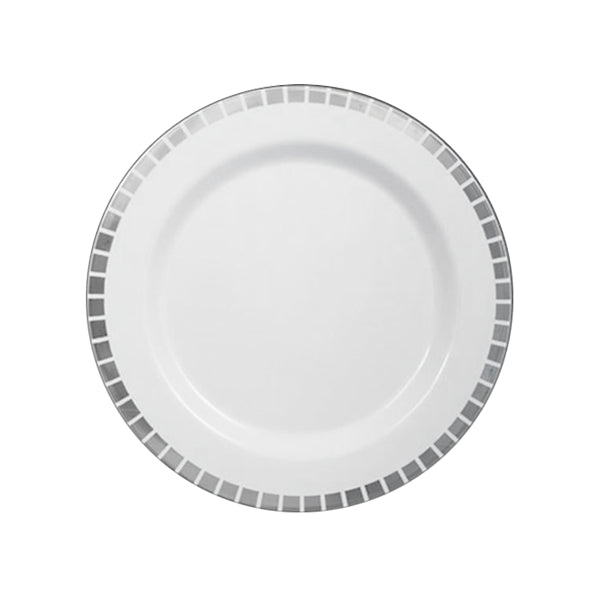 7.5 In. White/Silver Slit Design Plates - 10 Ct.