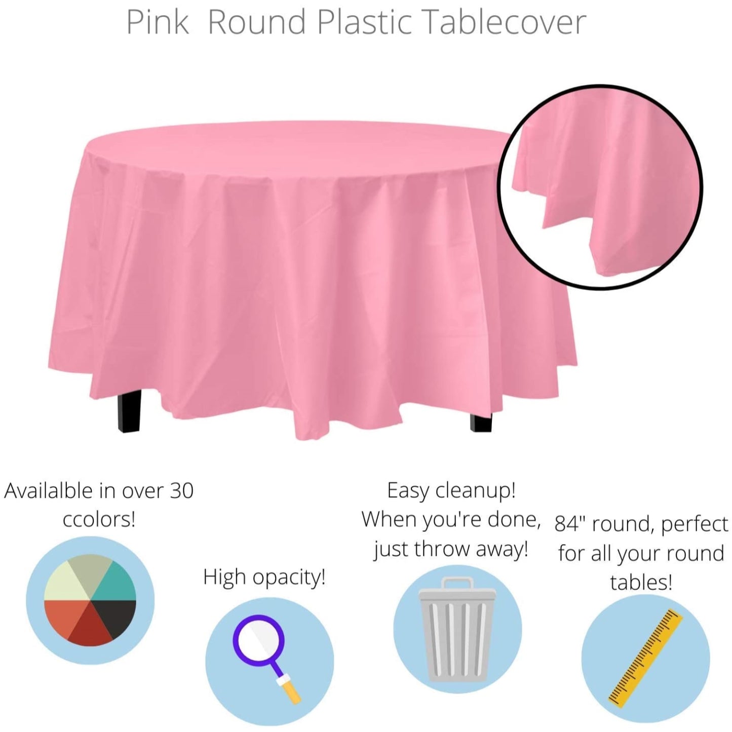 Premium Round Pink Table Cover