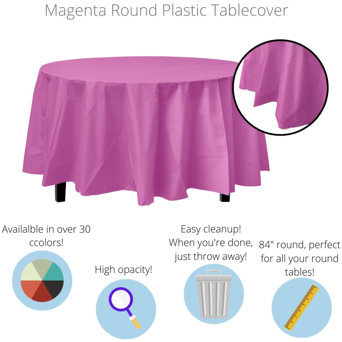 *Premium* Round Magenta Table Cover