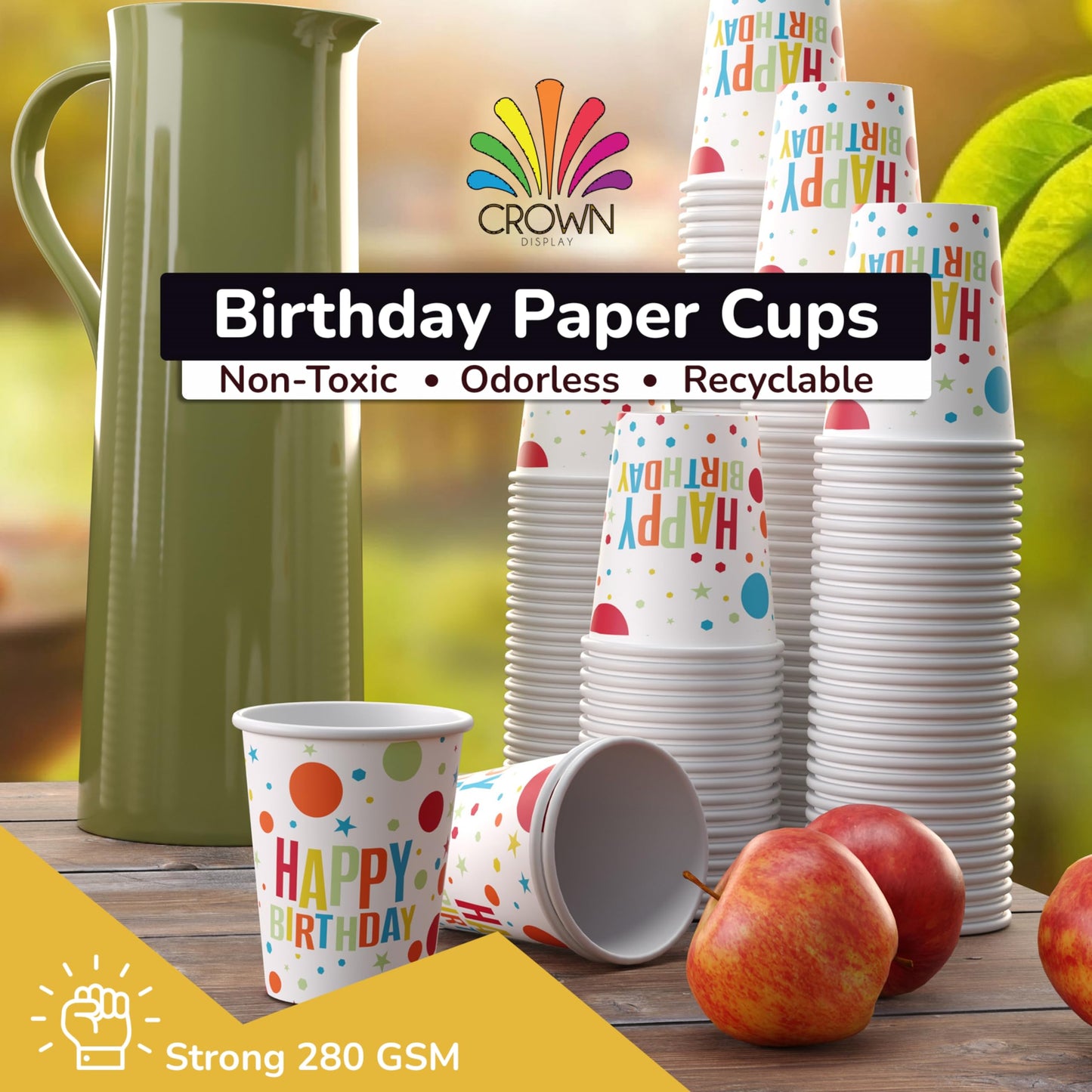 9 oz. Pink Birthday Print Paper Cups - 50 Ct.