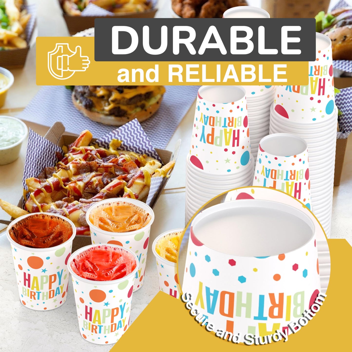 9 oz. Pink Birthday Print Paper Cups - 50 Ct.