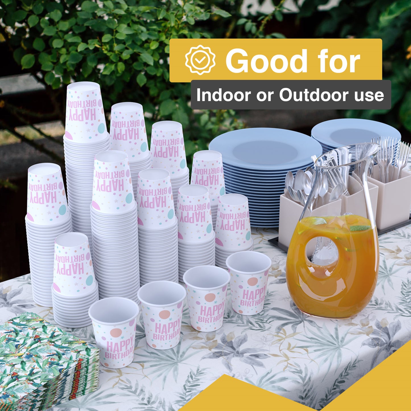 9 oz. Pink Birthday Print Paper Cups - 50 Ct.