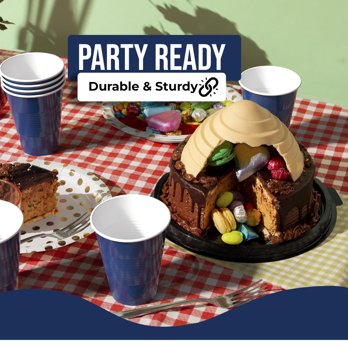 18 oz Navy Plastic Cups - 50 Ct.