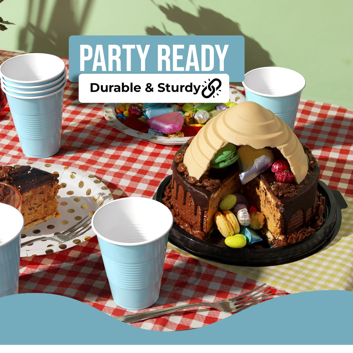 18 Oz. Light Blue Plastic Cups - 50 Ct.