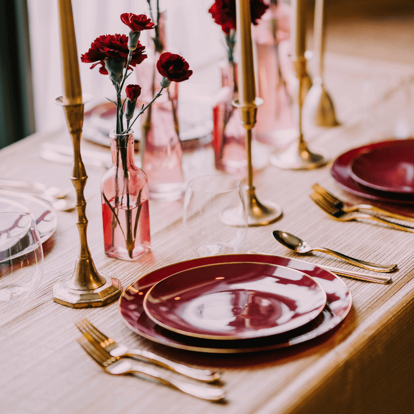 8" Classic Burgundy Design Plates (10)