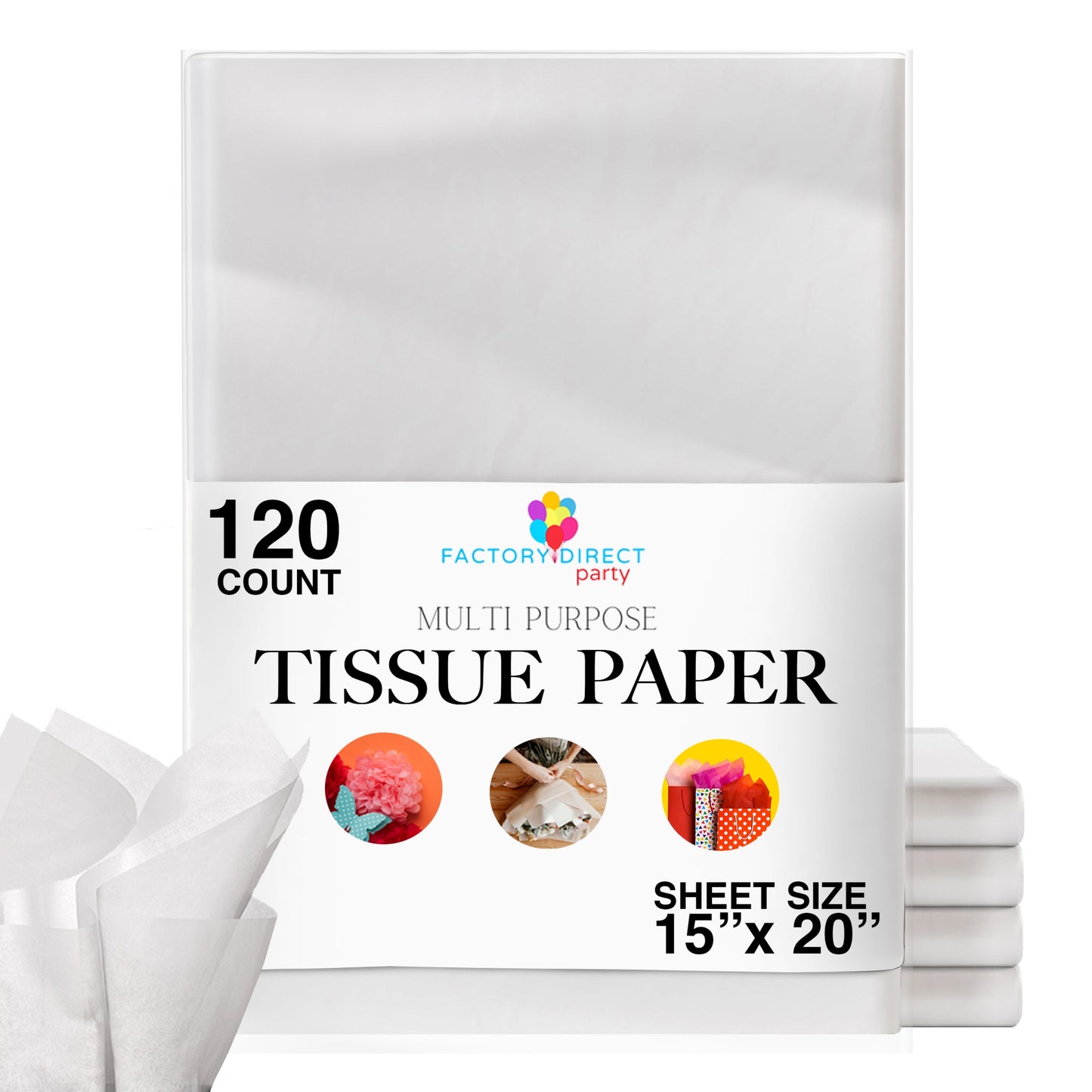 White Tissue Paper 15"" x 20"" | 120 Sheets