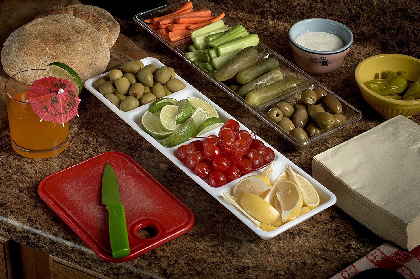 Clear 4 Compartment Tray 5.9 x 15.9
