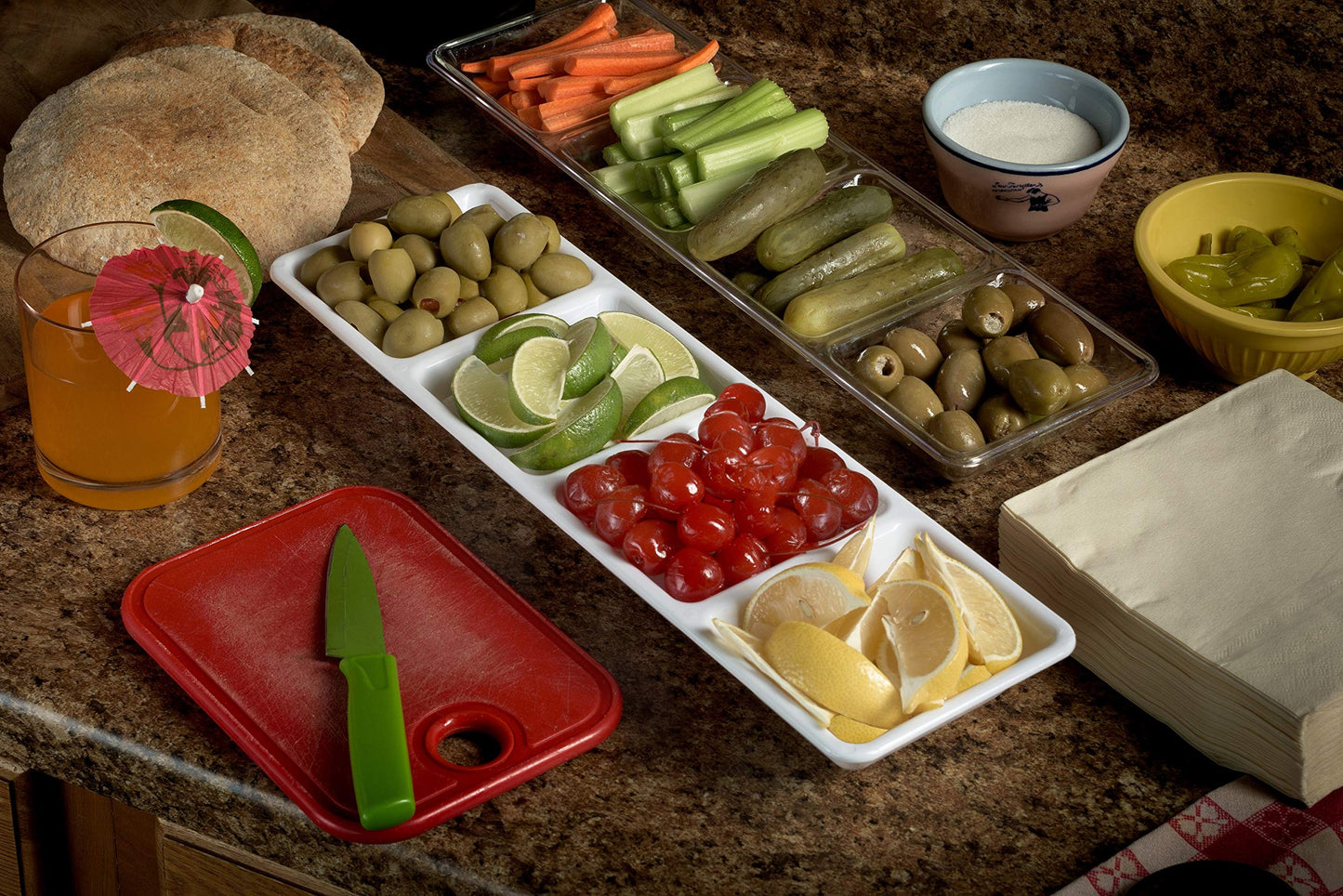 White 4 Compartment Tray 5.9 x 15.9