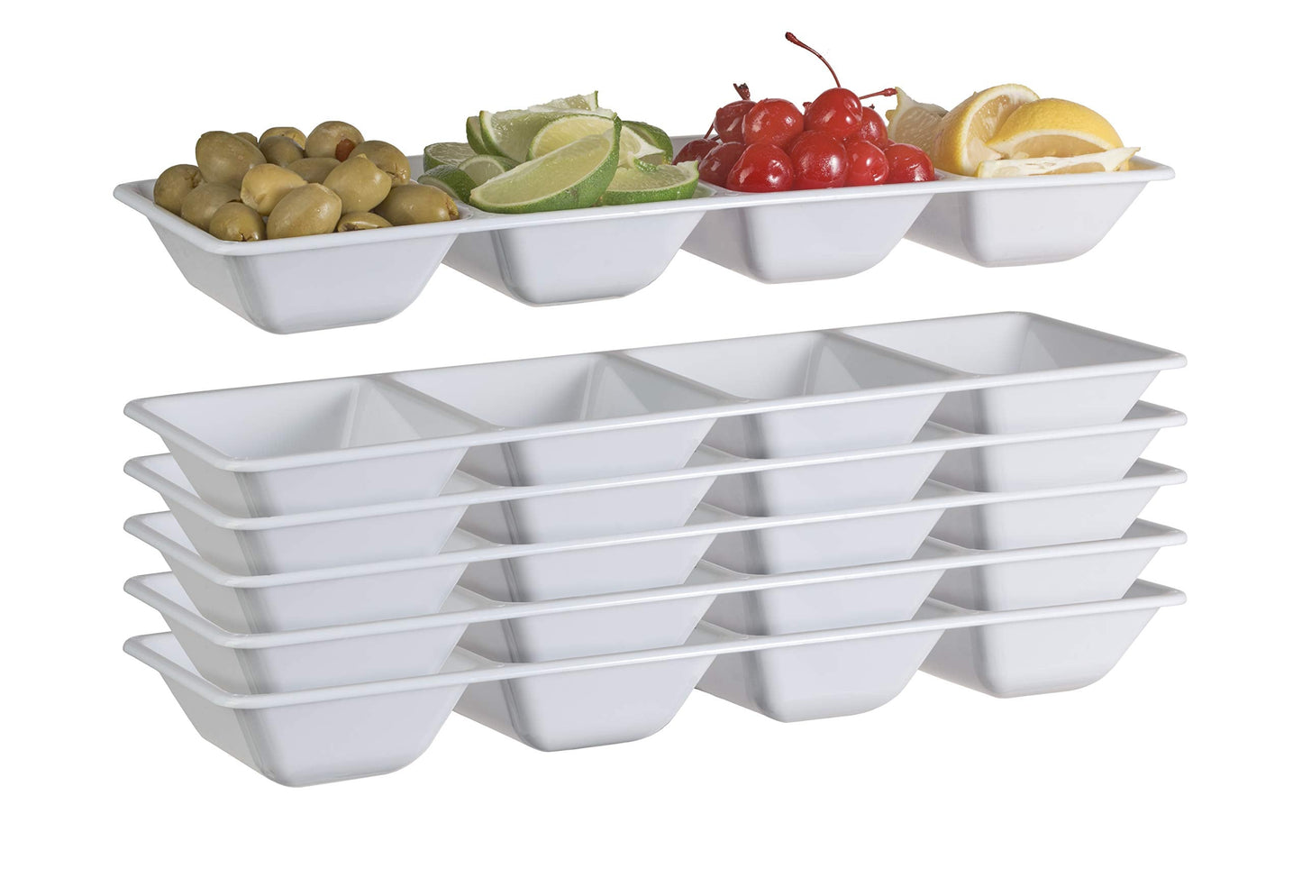 White 4 Compartment Tray 5.9 x 15.9