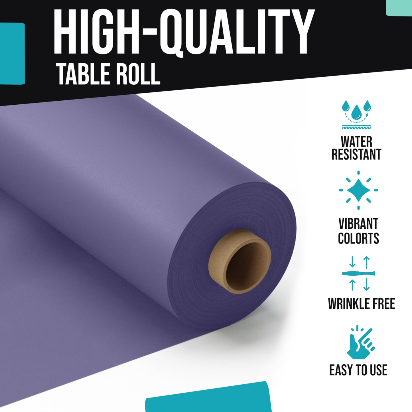 Exquisite Premium Quality Plastic Table Cover Banquet Roll, 40 in X 100 ft - Lavender