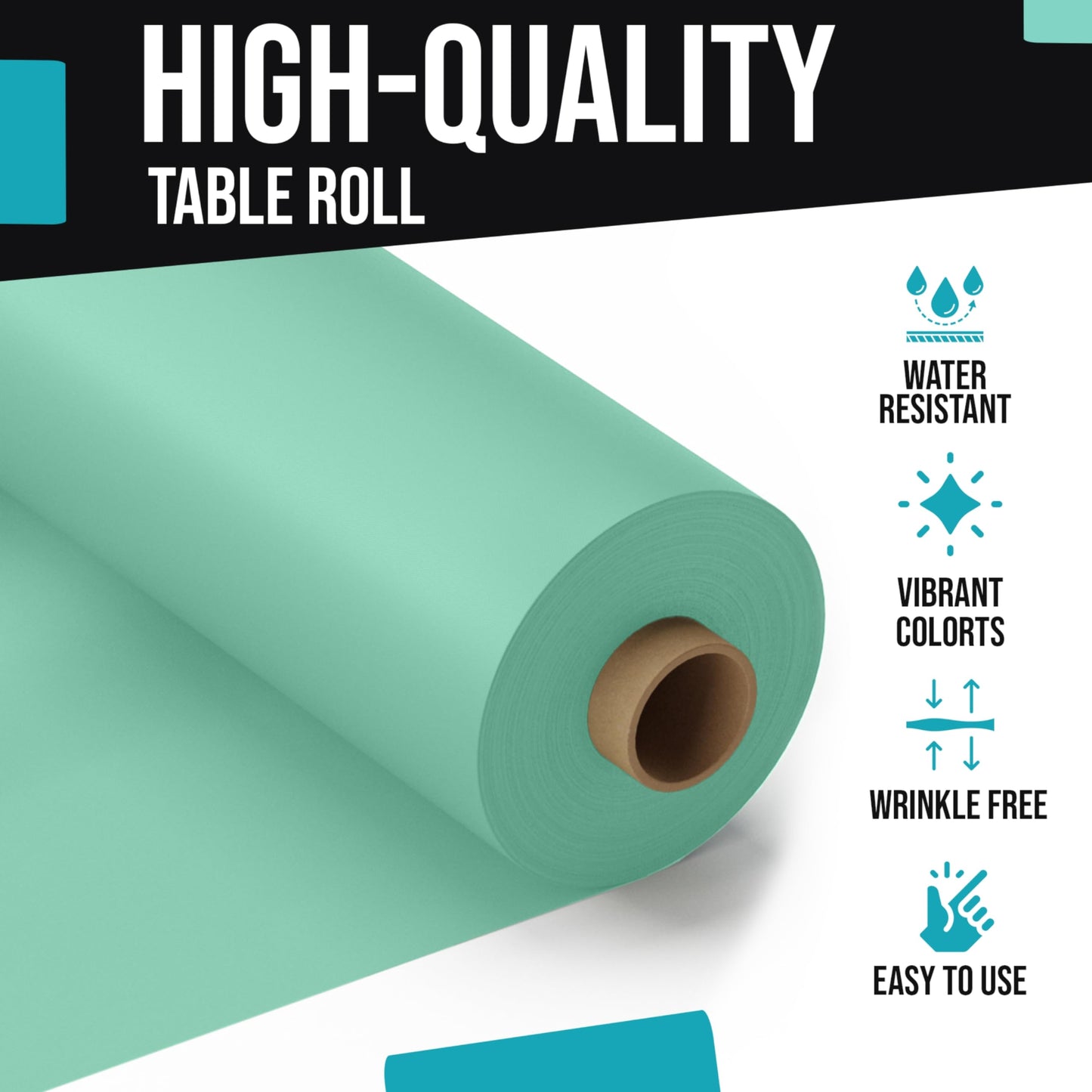 Exquisite Premium Quality Plastic Table Cover Banquet Roll, 40 in X 100 ft - Light Mint