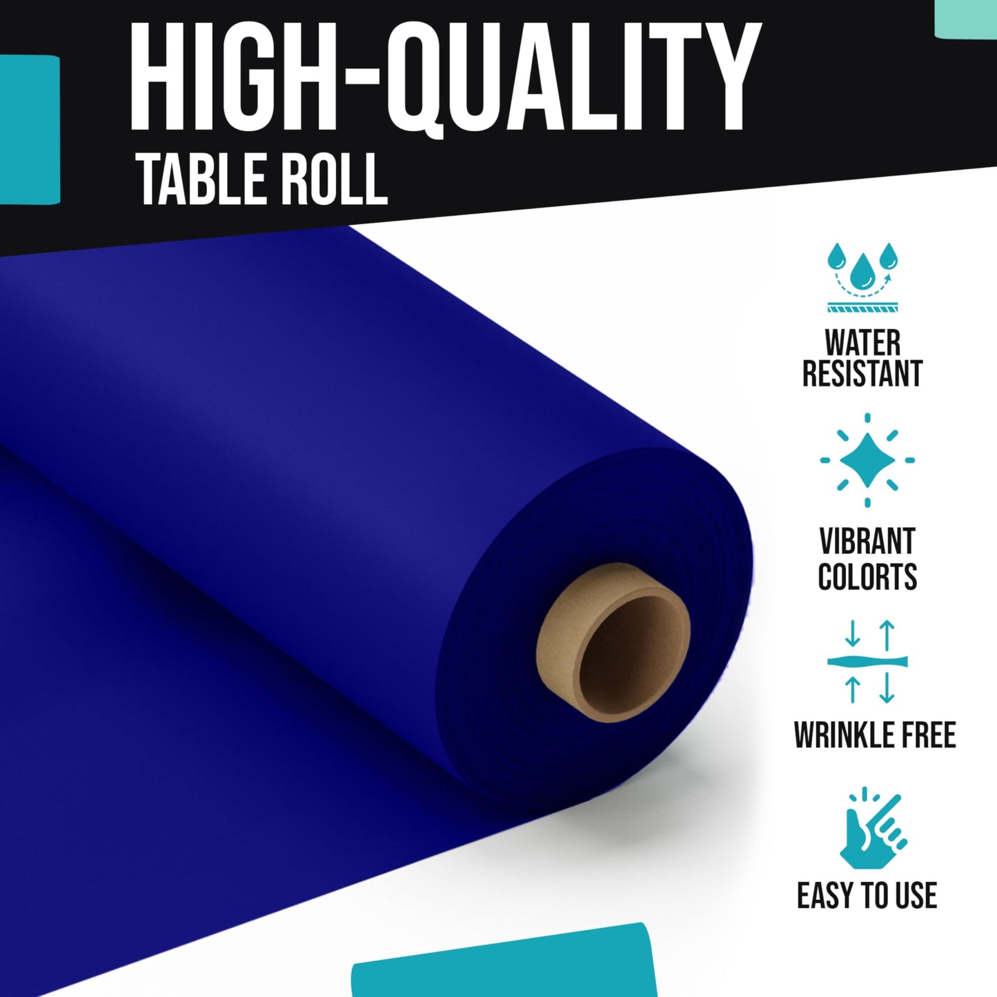 Exquisite Premium Quality Plastic Table Cover Banquet Roll, 40 in X 100 ft - Navy Blue