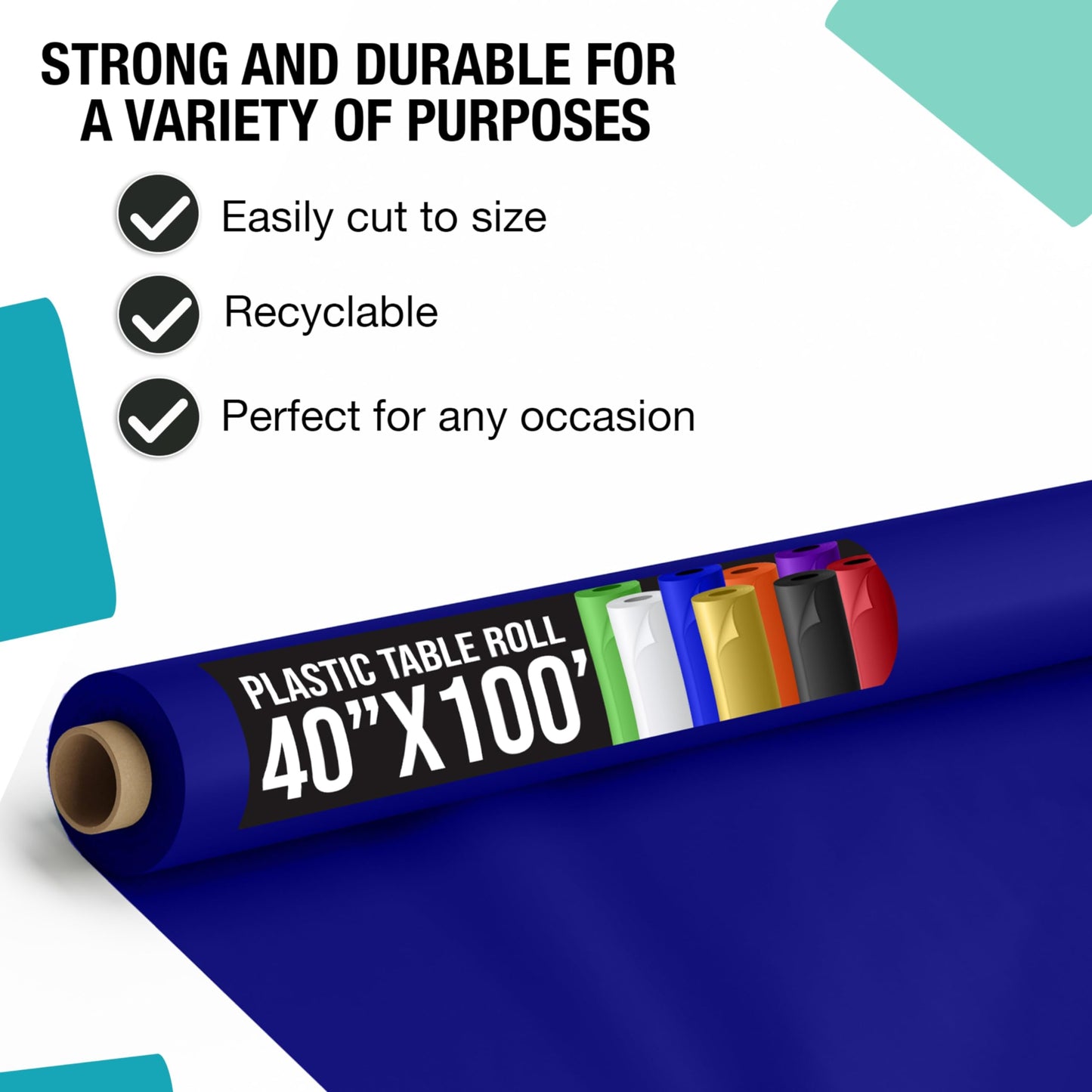 Exquisite Premium Quality Plastic Table Cover Banquet Roll, 40 in X 100 ft - Navy Blue