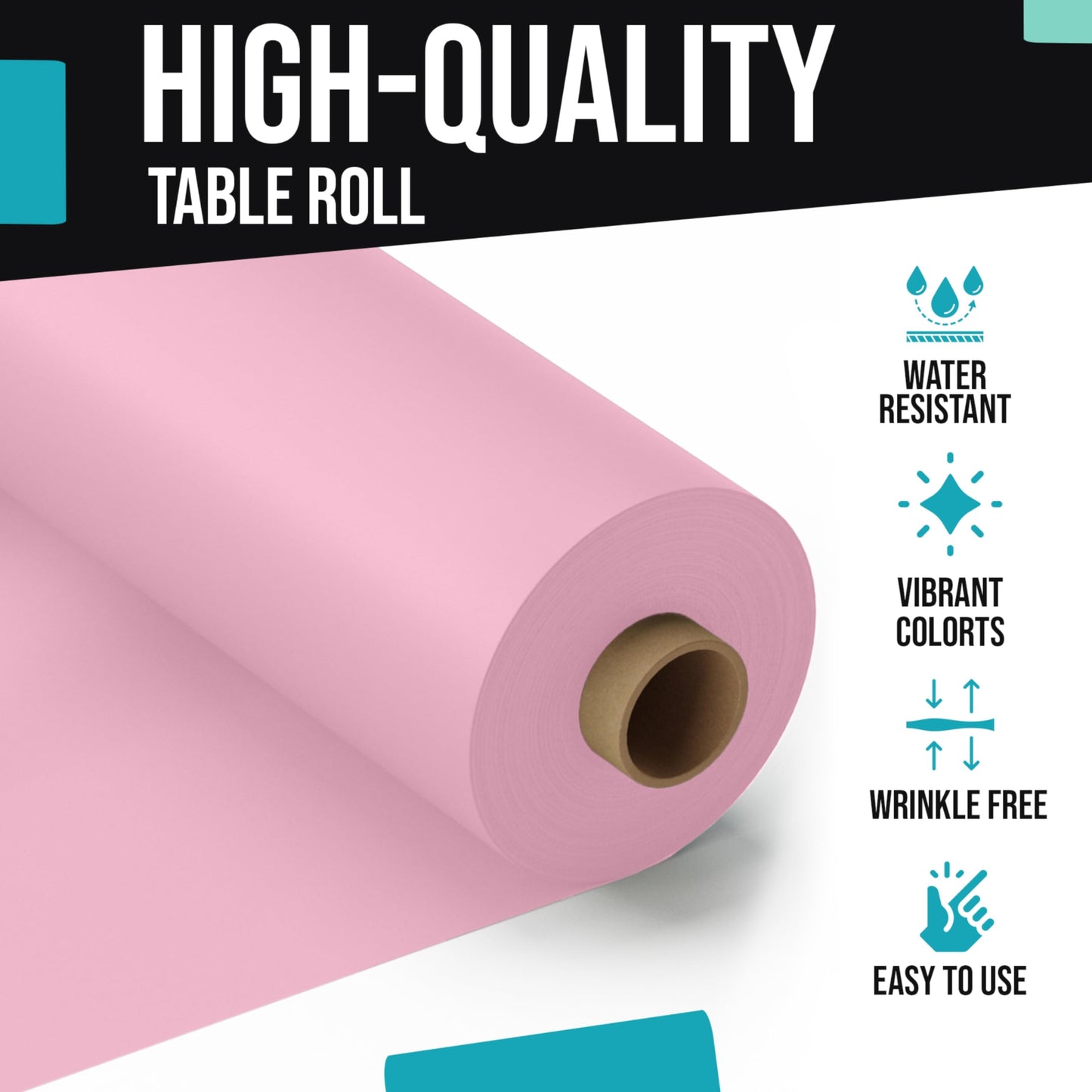 Exquisite Premium Quality Plastic Table Cover Banquet Roll, 40 in X 100 ft - Pink