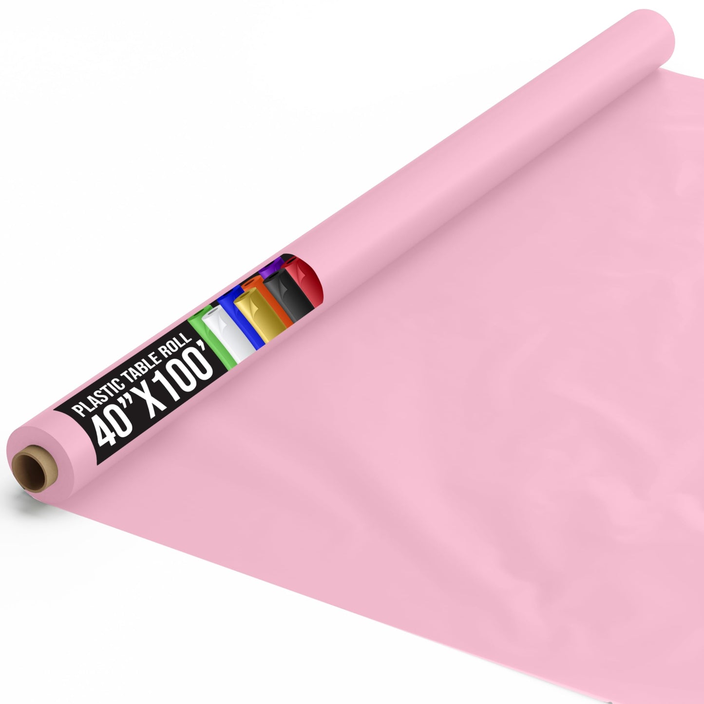 Exquisite Premium Quality Plastic Table Cover Banquet Roll, 40 in X 100 ft - Pink