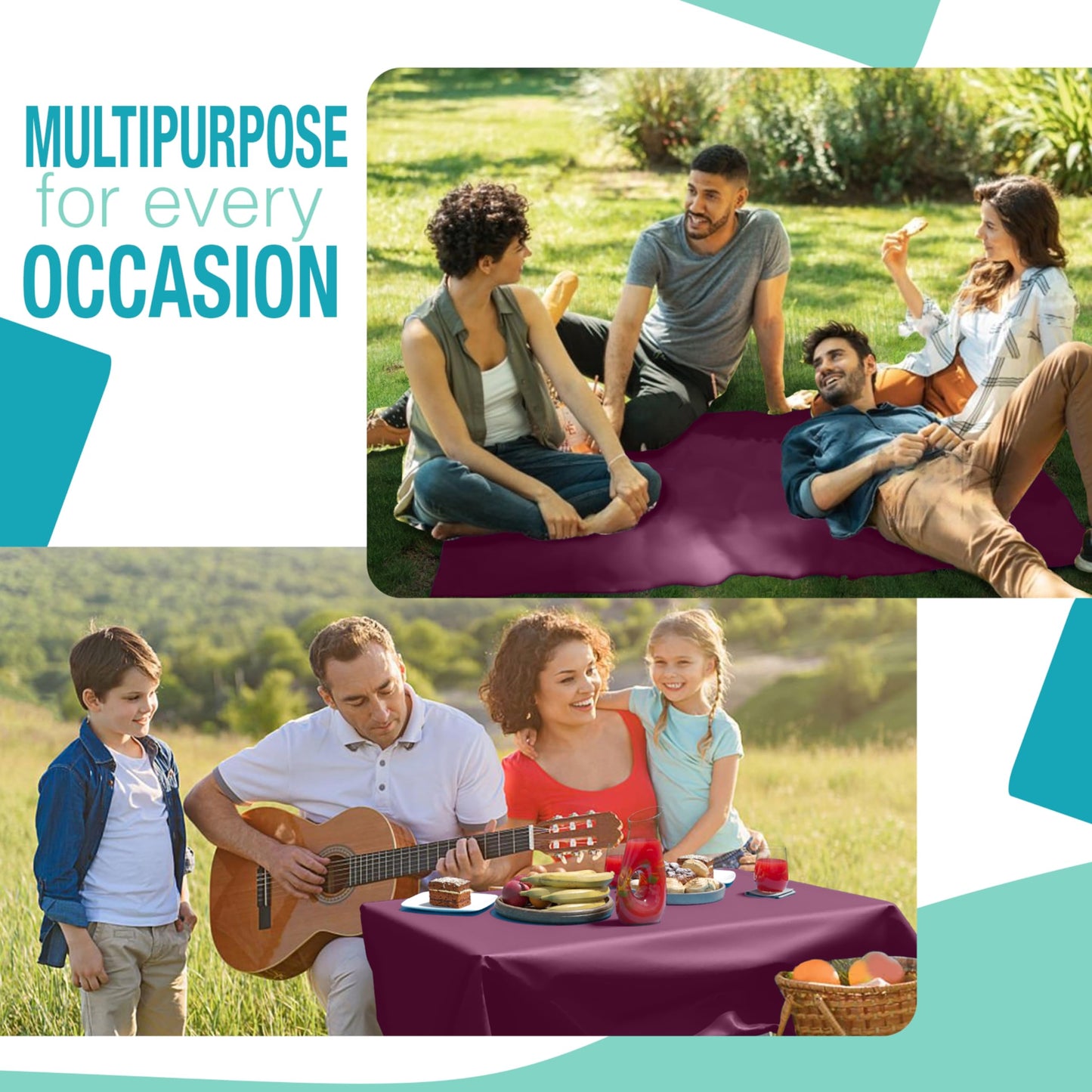 Exquisite Premium Quality Plastic Table Cover Banquet Roll, 40 in X 100 ft - Plum