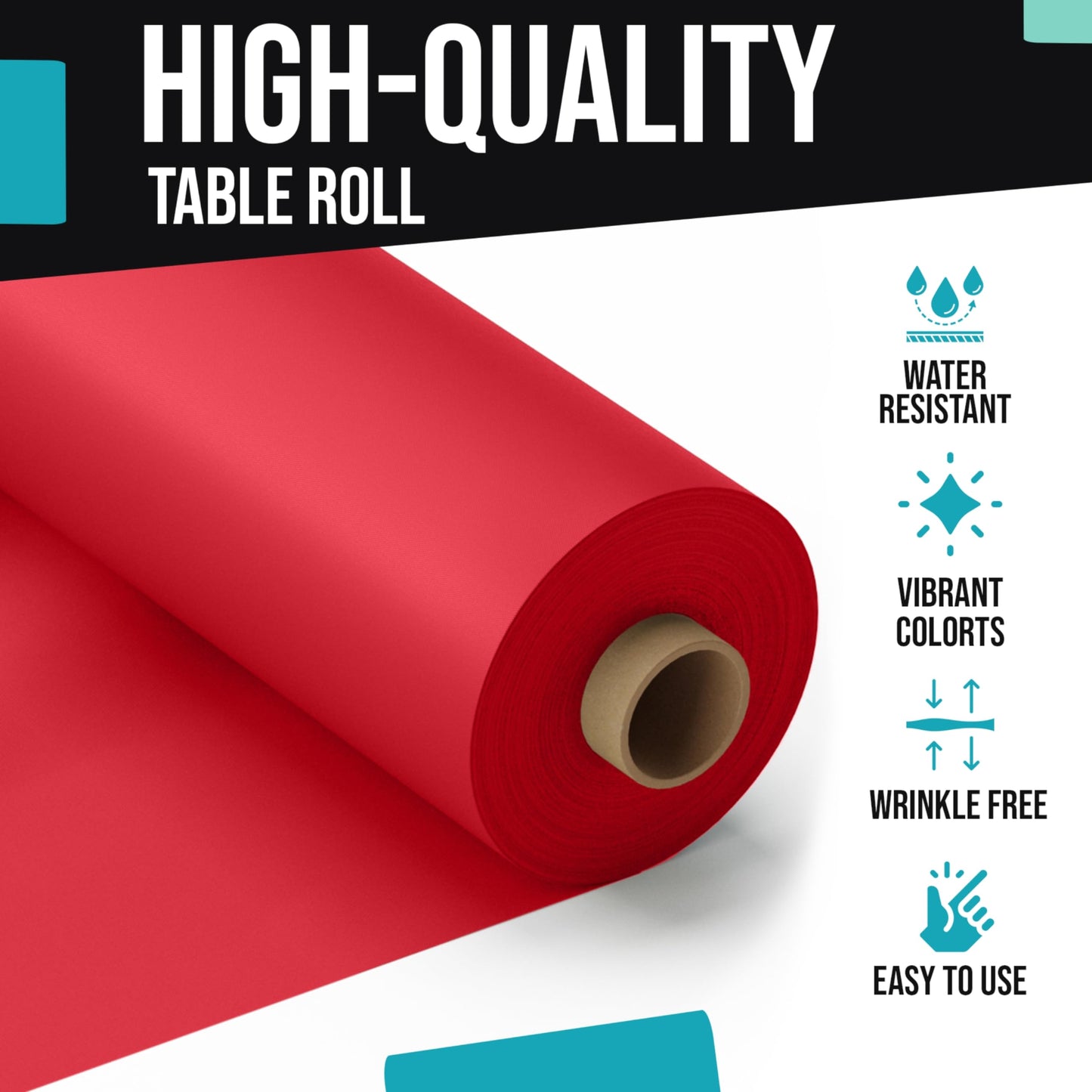 Exquisite Premium Quality Plastic Table Cover Banquet Roll, 40 in X 100 ft - Red