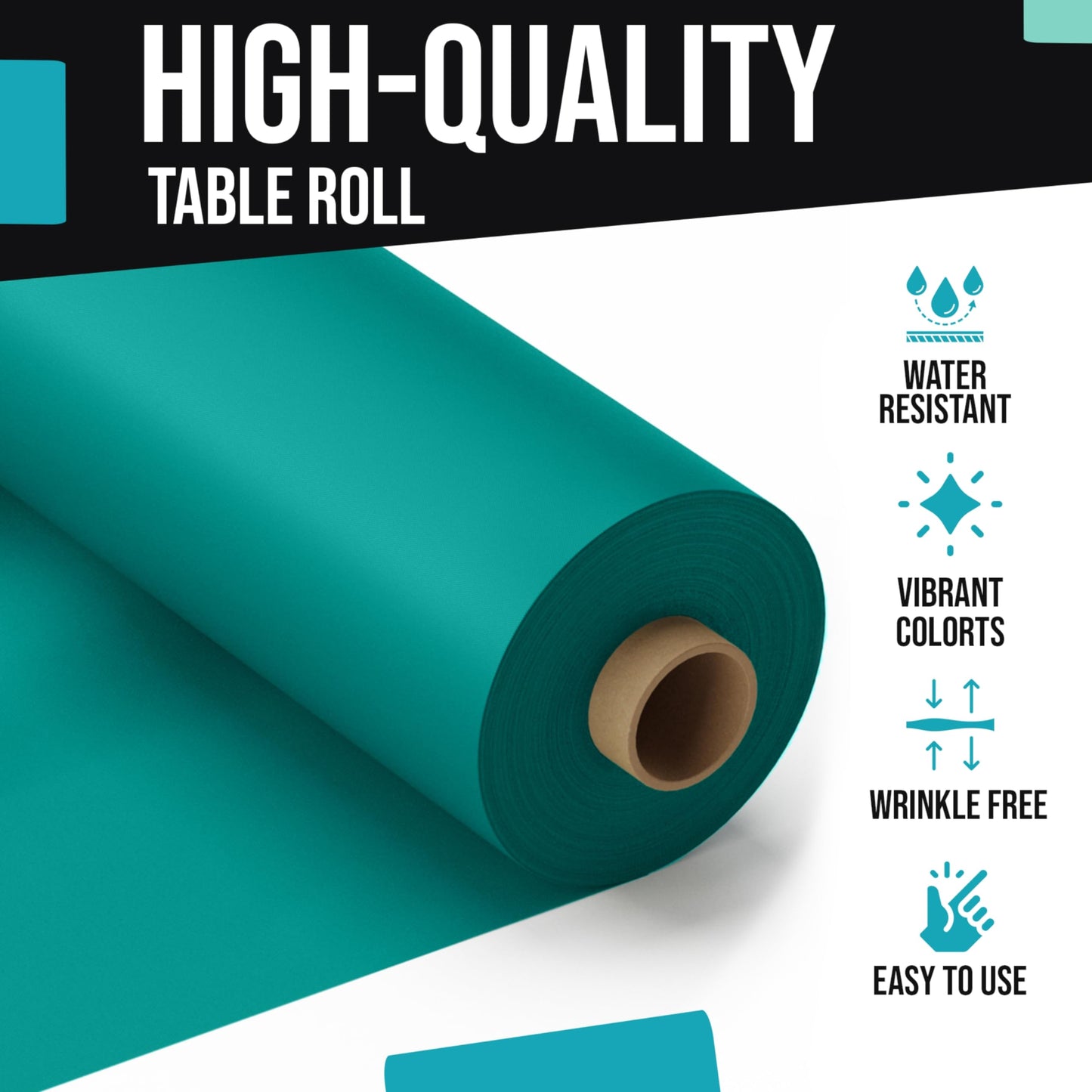 Exquisite Premium Quality Plastic Table Cover Banquet Roll, 40 in X 100 ft - Teal